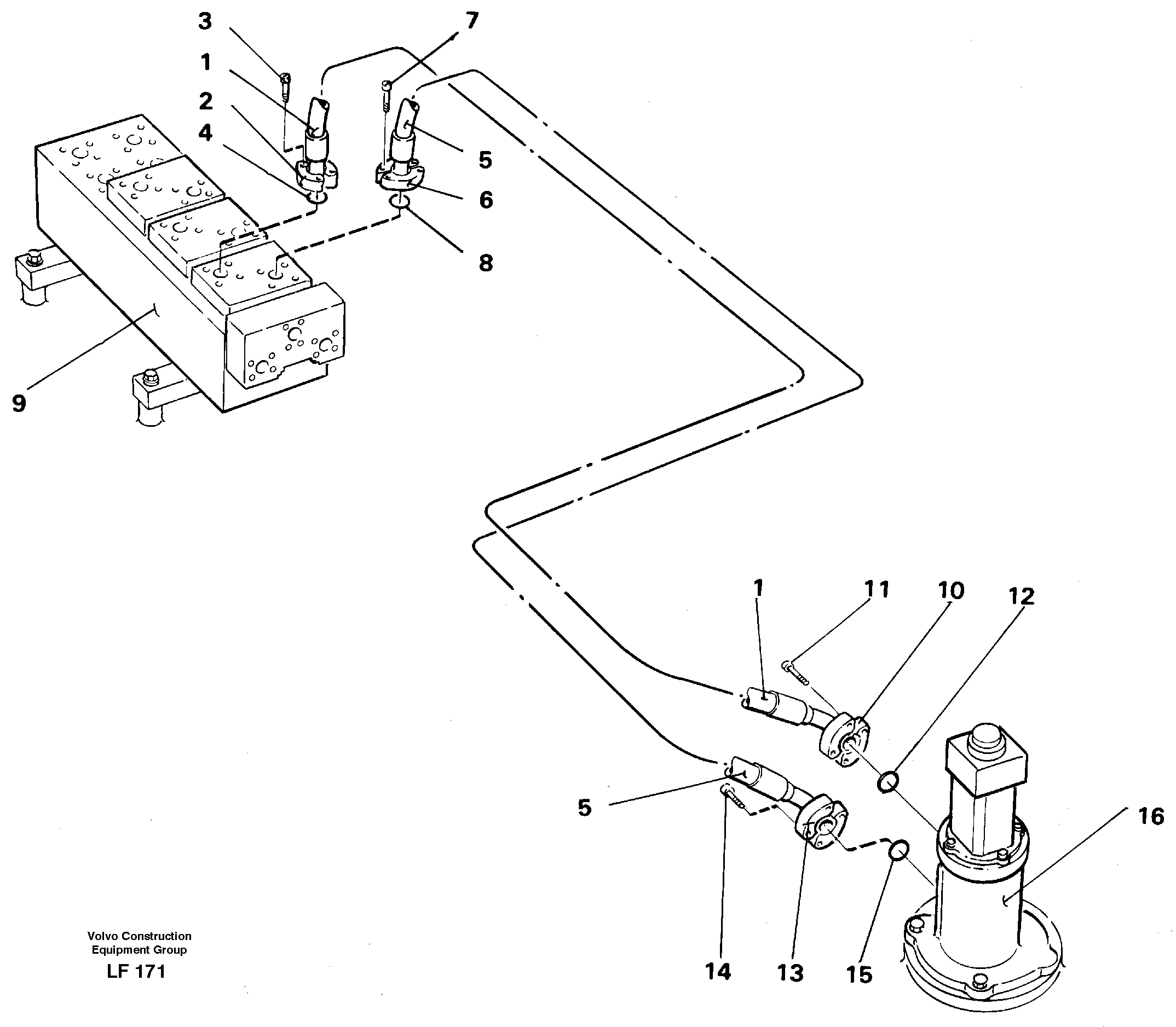 Hydraulic system, transport in uppercarrige — volvo parts diagram