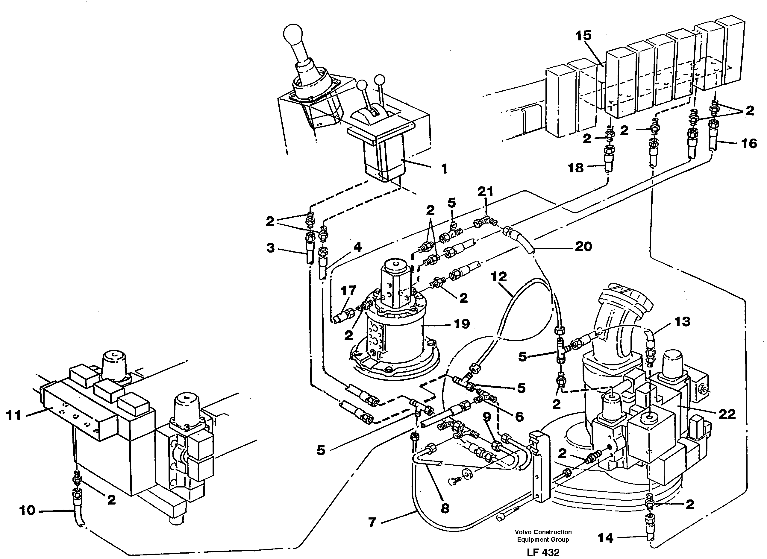 Servo hydraulics, incl. dozer/outriggers and fuelmiser. — volvo parts diagram