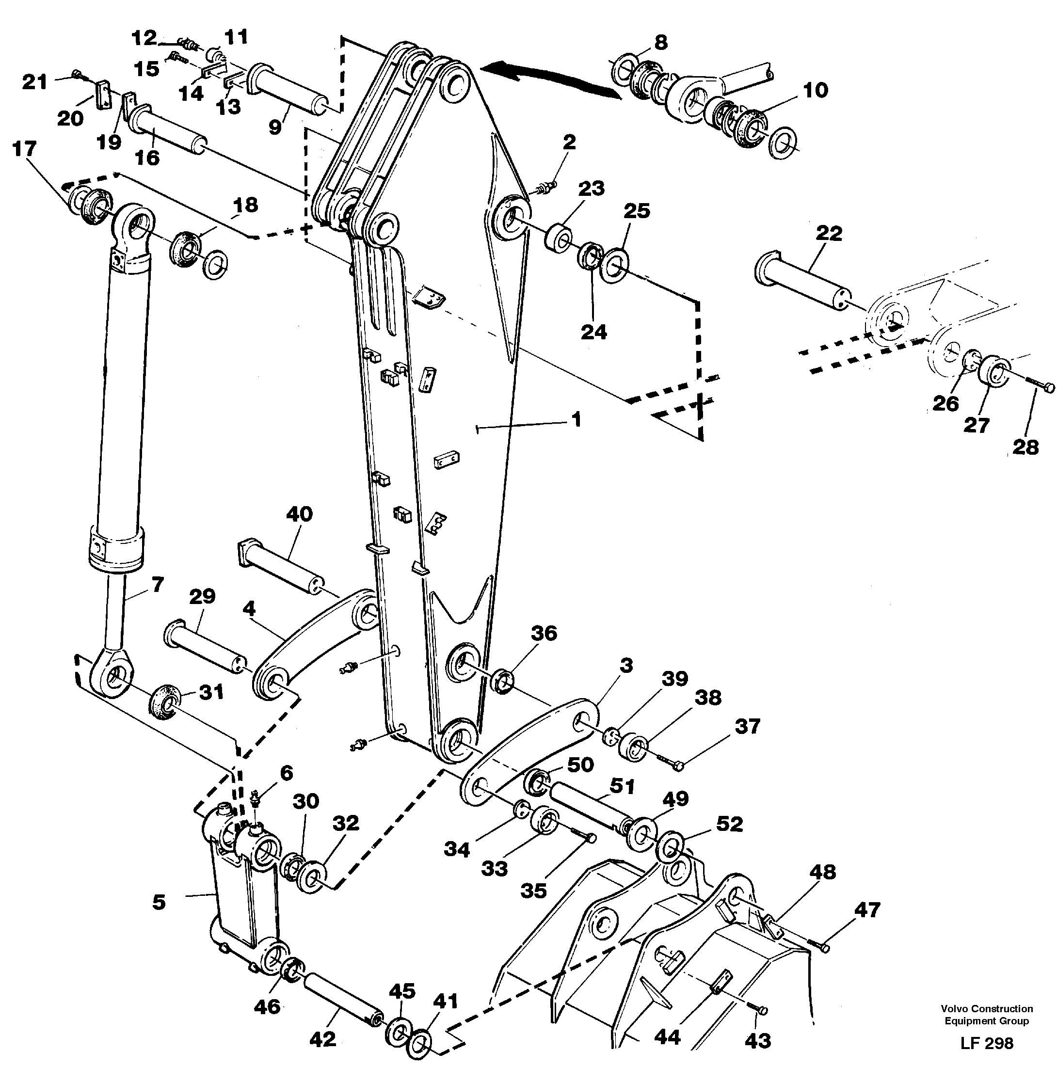 Backhoe dipper arm 2.4m  14255878 — volvo parts diagram
