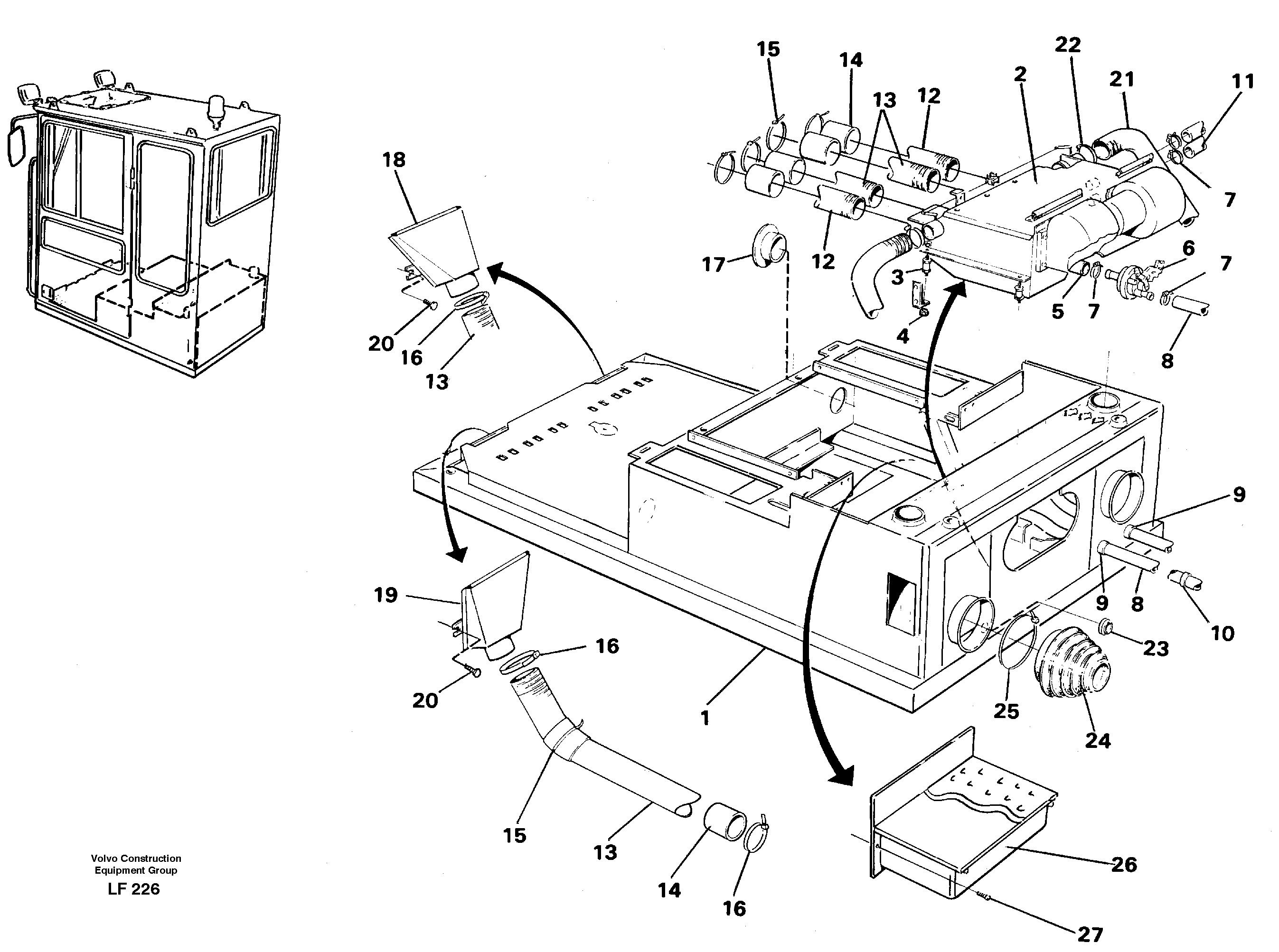 Cab heater with fitting parts — volvo parts diagram