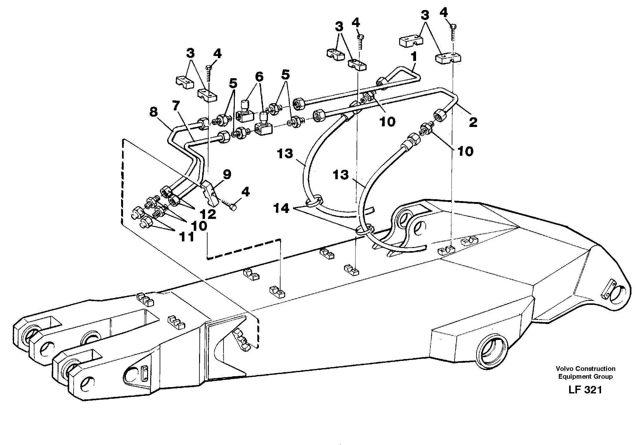 Slope bucket equipment ondipper 2.0 m, 2.4 m, 2,8 m. On left side. — volvo parts diagram