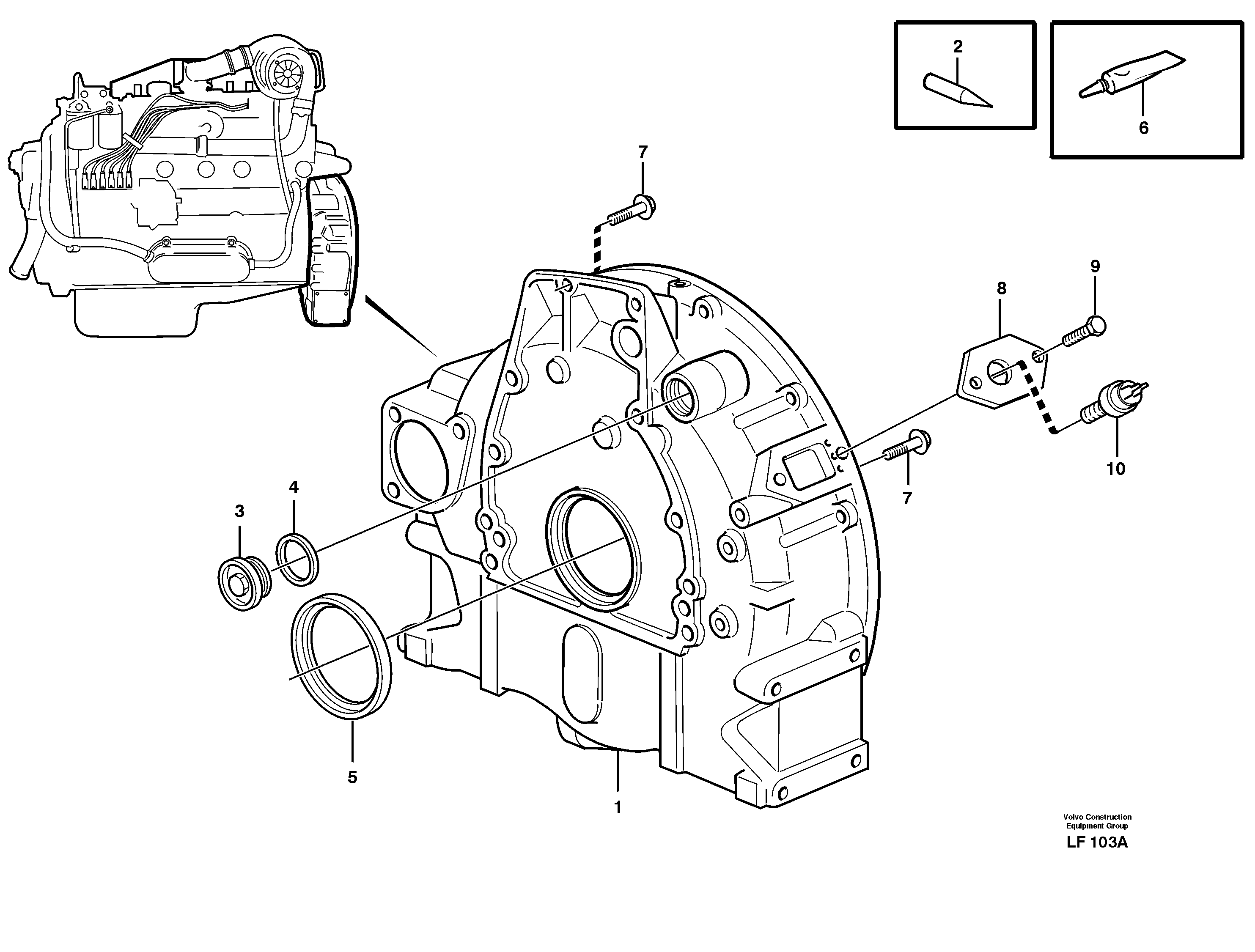 Flywheel housing — volvo parts diagram