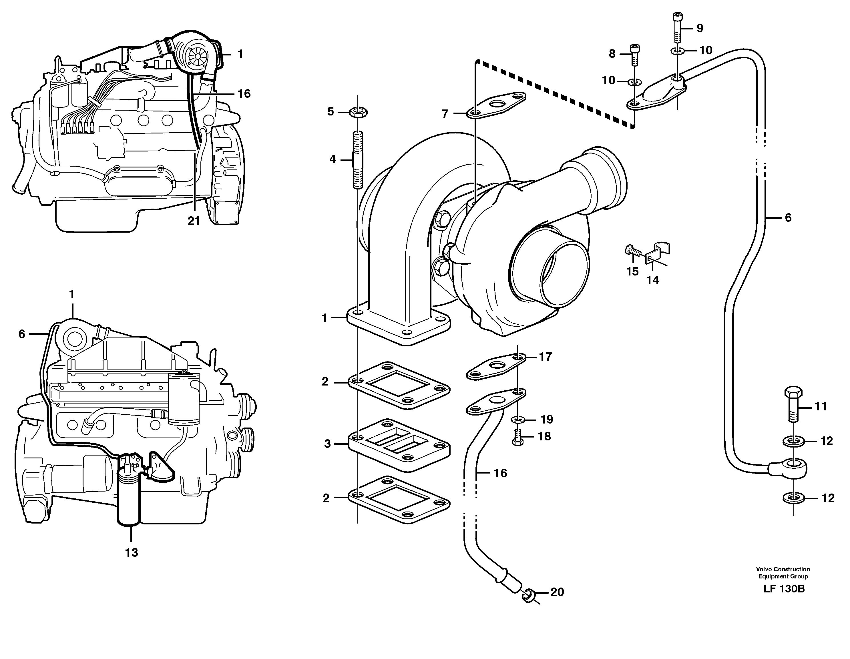 Turbocharger with fitting parts — volvo parts diagram