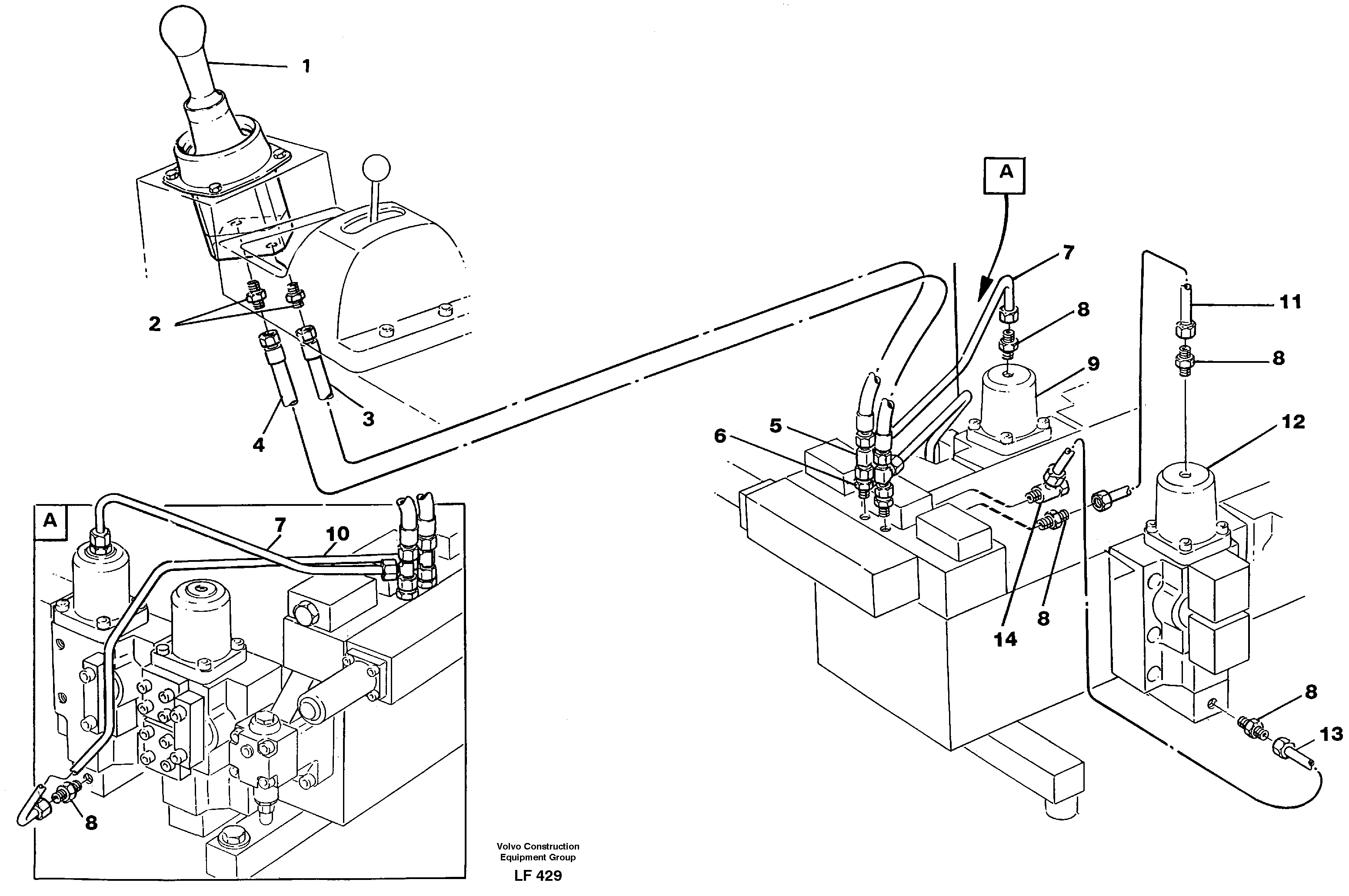 Servo hydraulics, bucket — volvo parts diagram