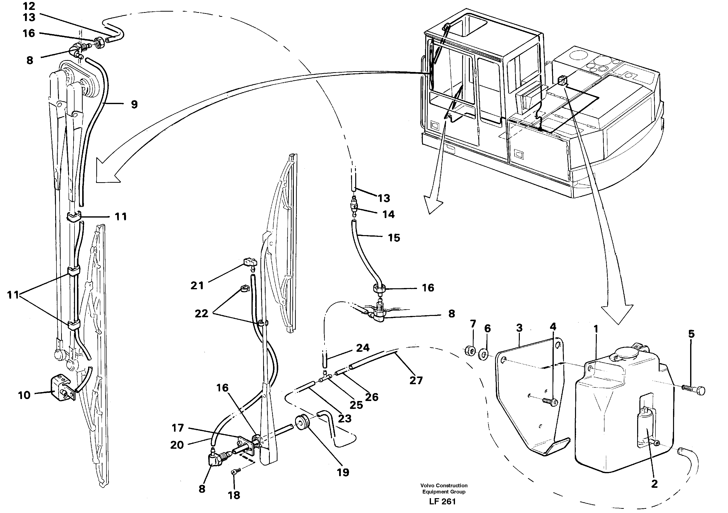 Windshield washer  14253371 SER NO-2589,STD SER NO 2590- — volvo parts diagram