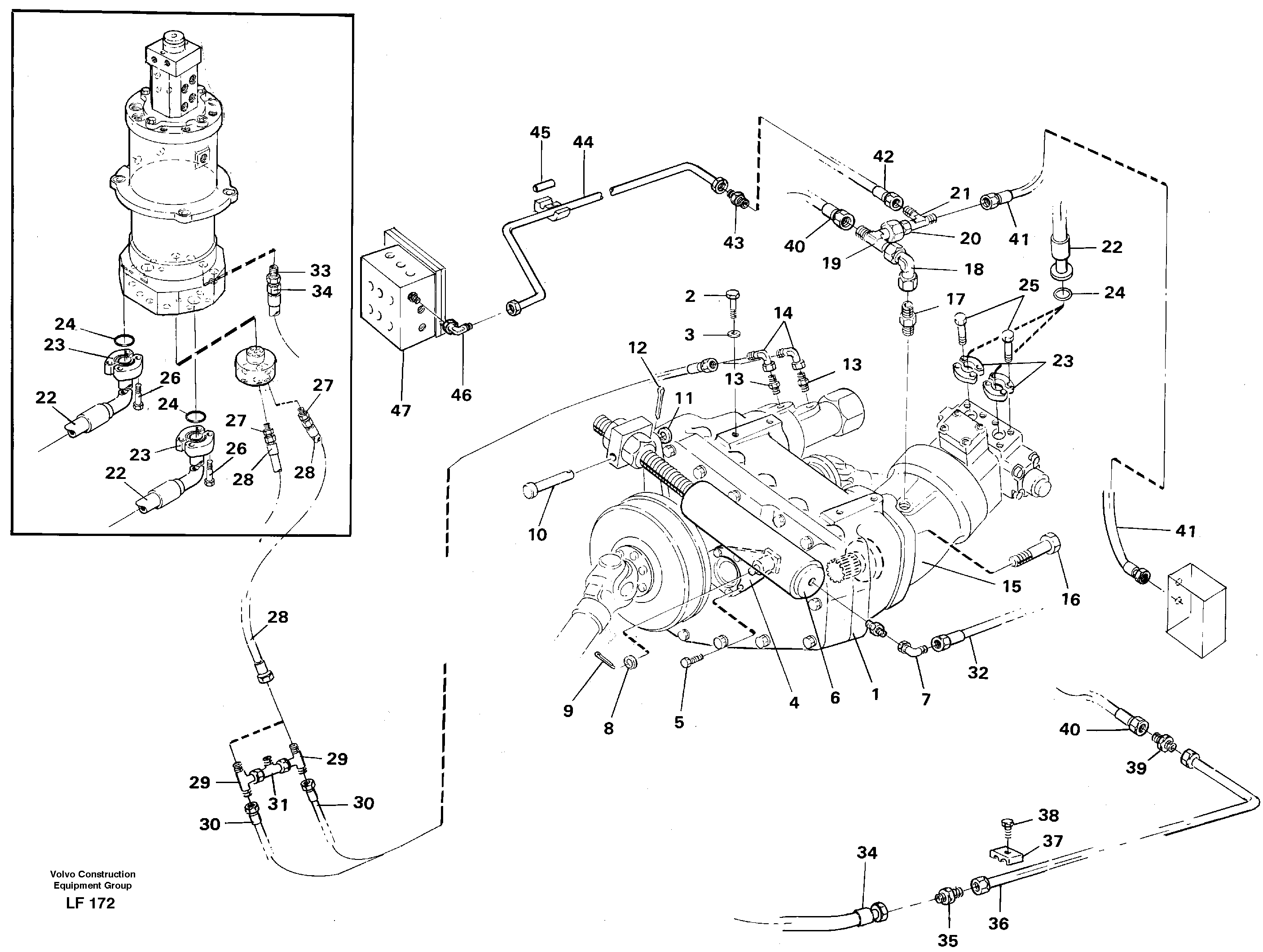 Hydraulic system, transport in undercarrige — volvo parts diagram