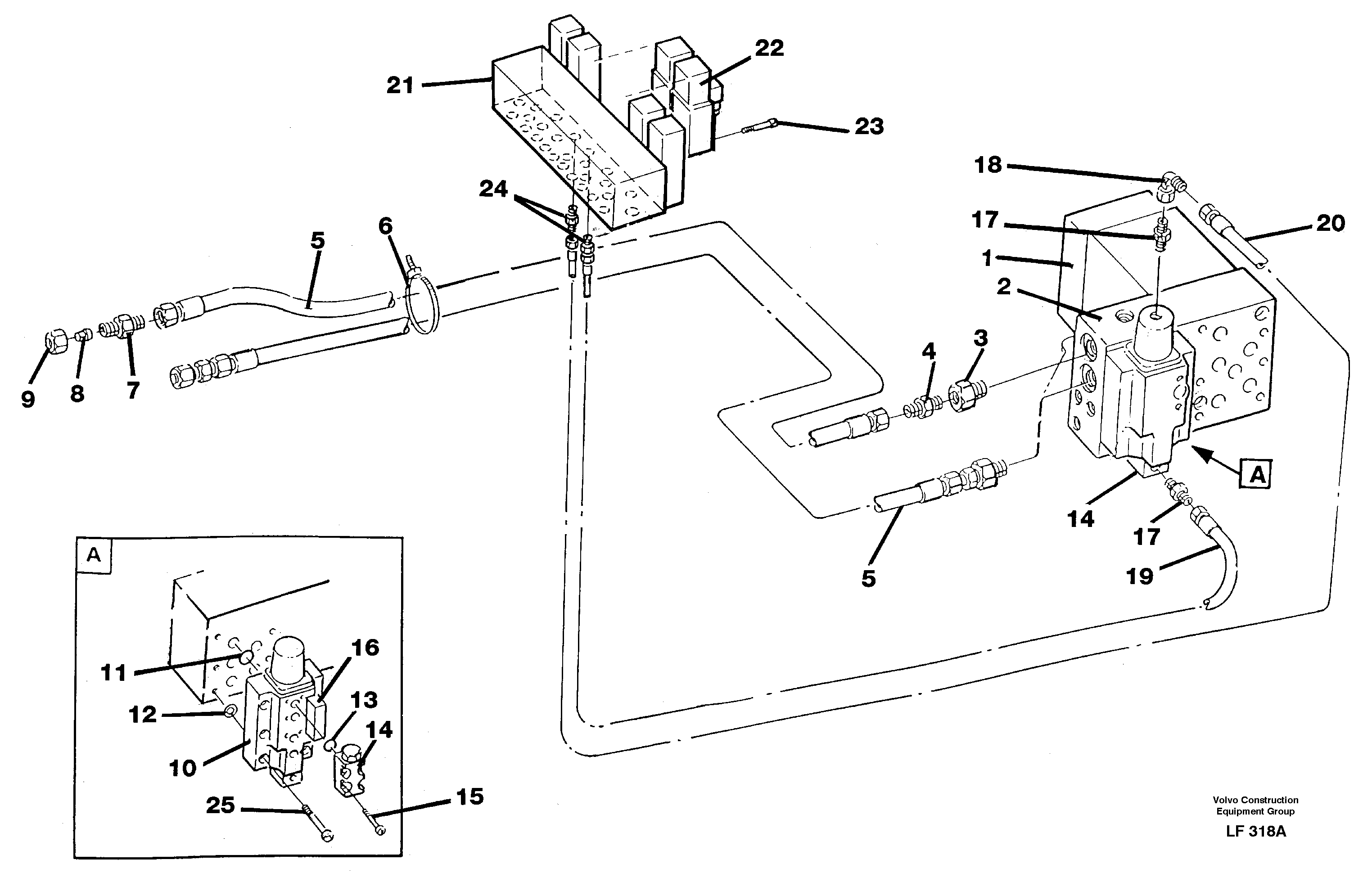 Button operated slope bucket/grab hydraulics onadj. boom.  14262283 — volvo parts diagram