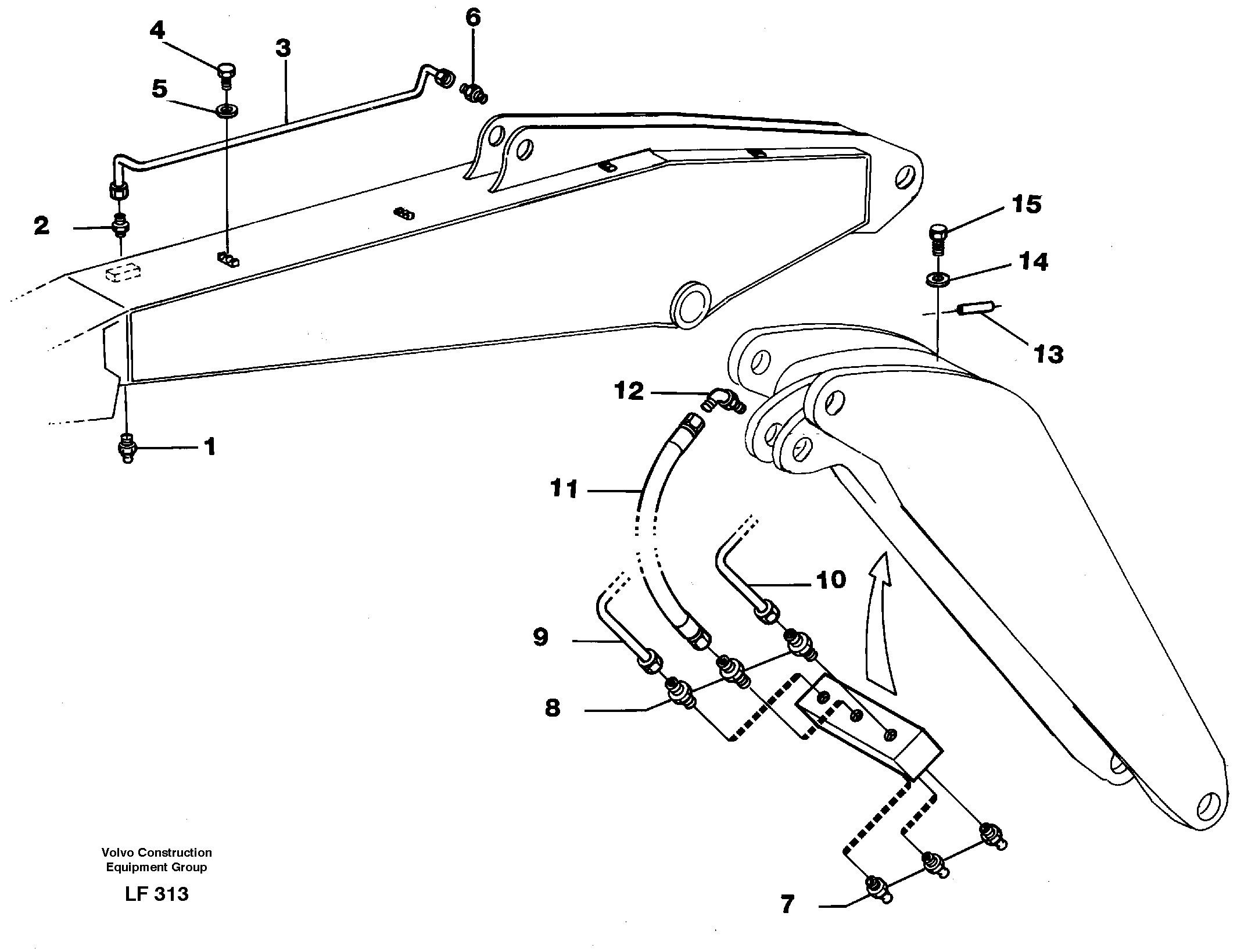Backhoe lubricating. Adjustable boom. — volvo parts diagram