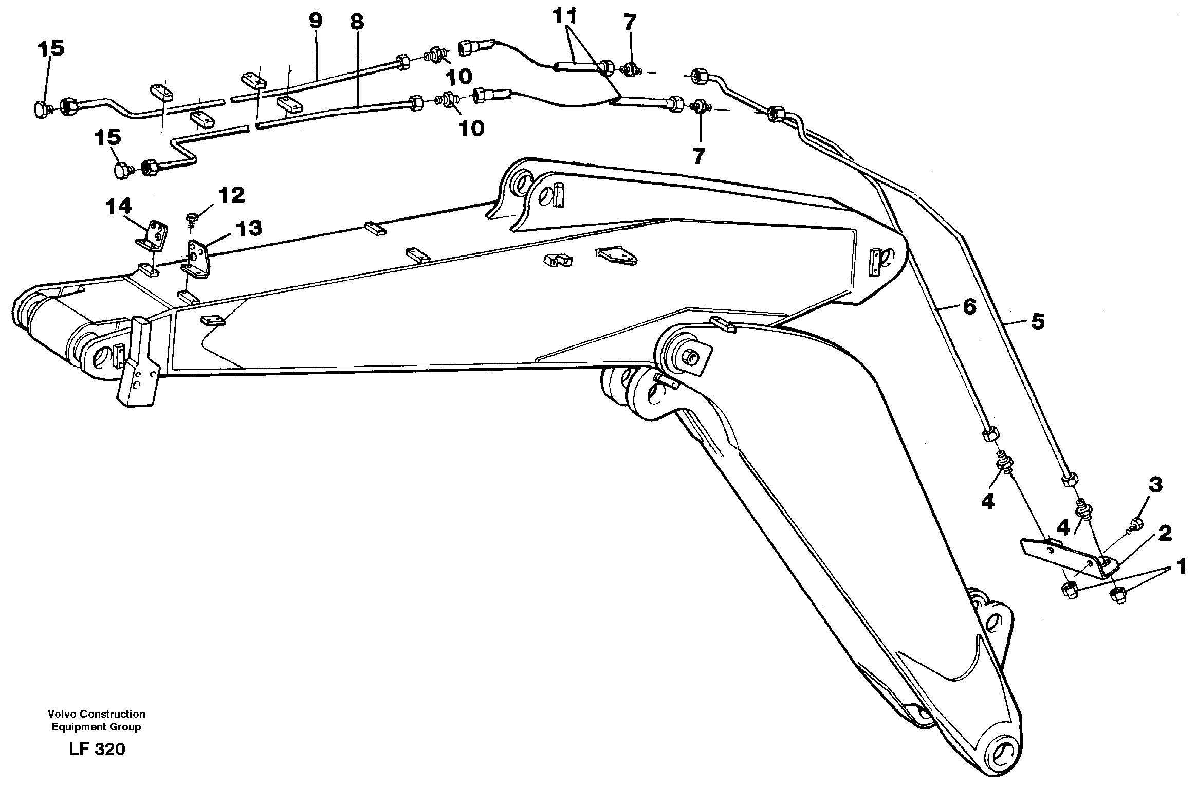 Slope bucket and grab equipment on adjustable boom  14256065 — volvo parts diagram