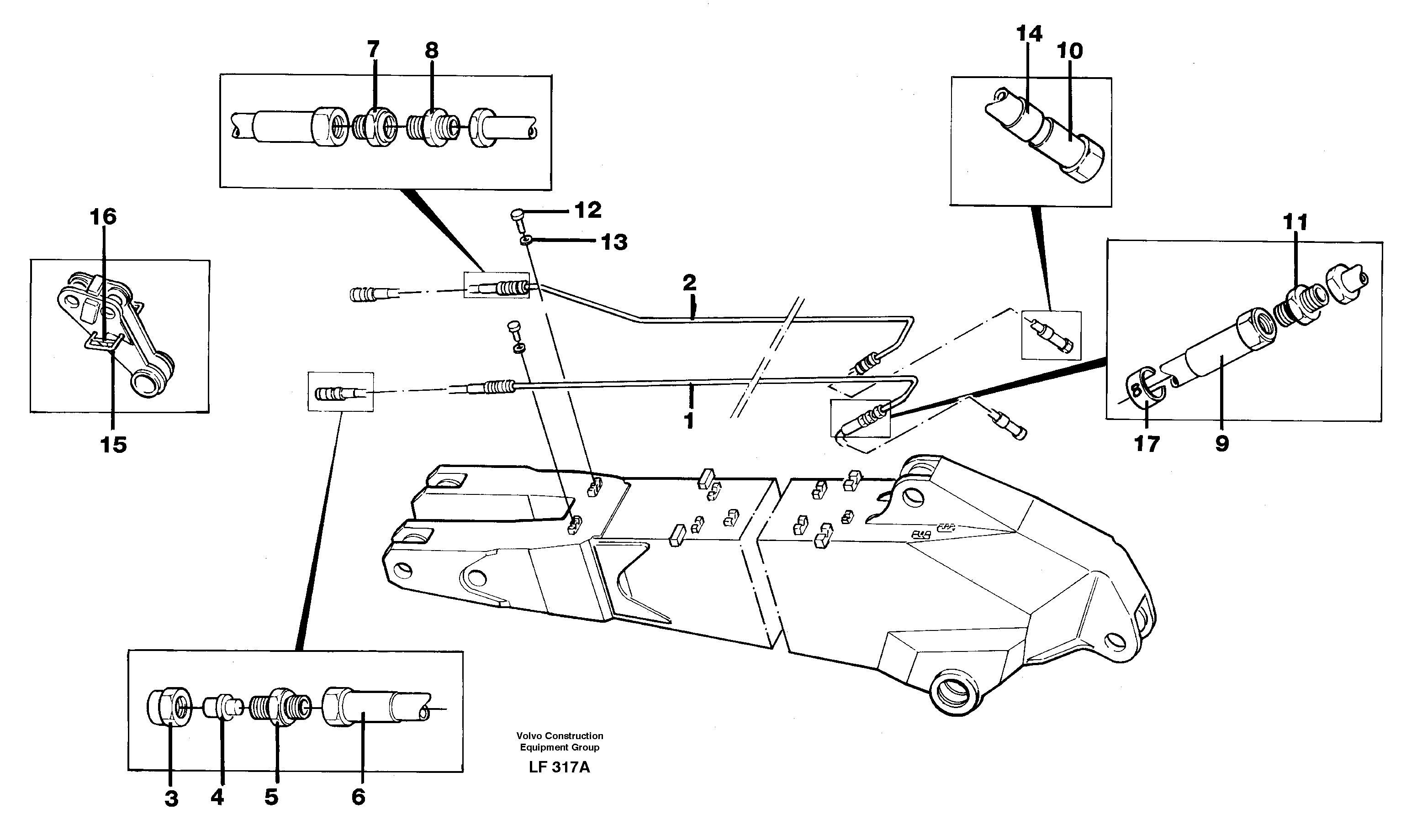 Hydr. quick fit equipm. on dipper arm  14262968,14262915,14263202 — volvo parts diagram