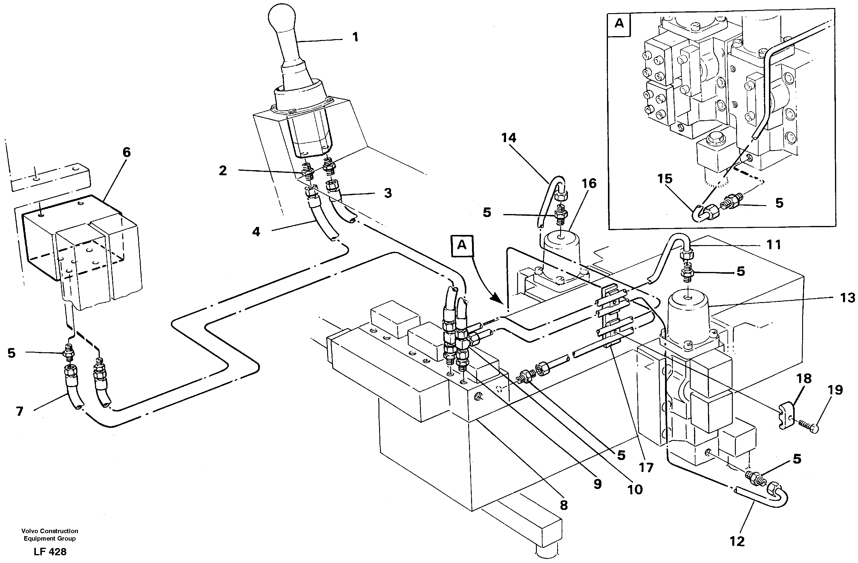 Servo hydraulics, dipper arm — volvo parts diagram
