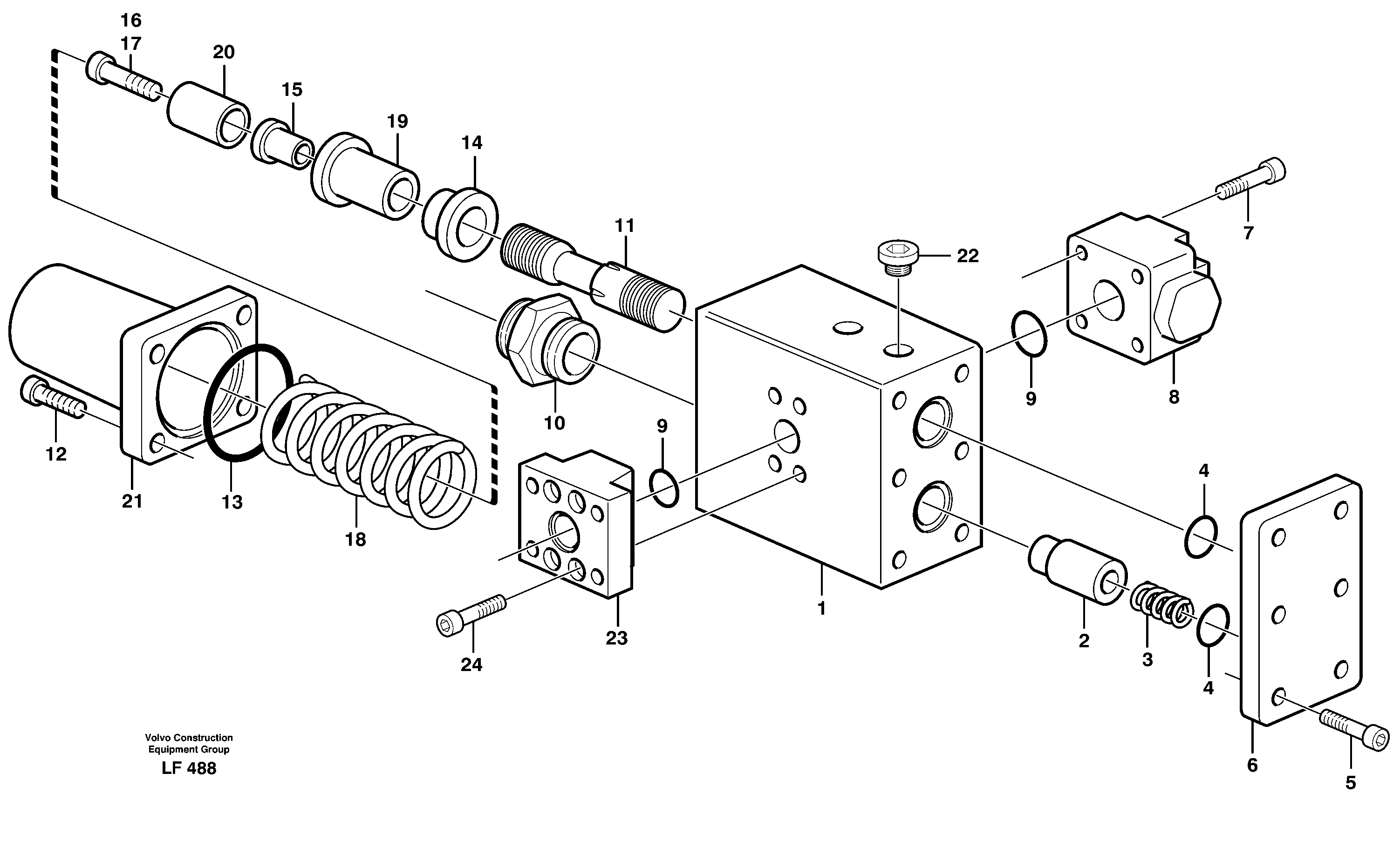 Hose rupture valve, dipper arm — volvo parts diagram