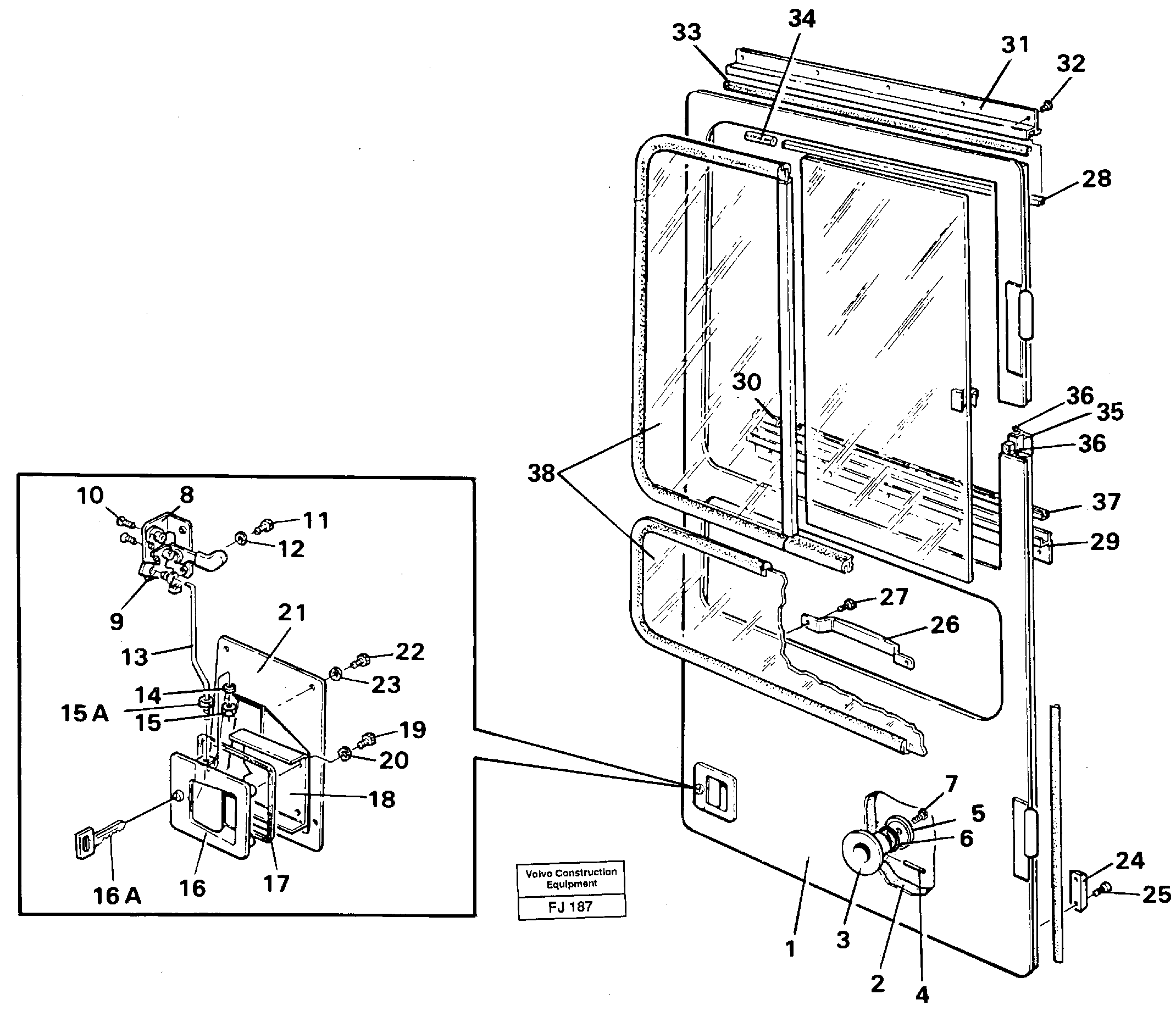 Door, operator's cab  SER NO -2529 — volvo parts diagram