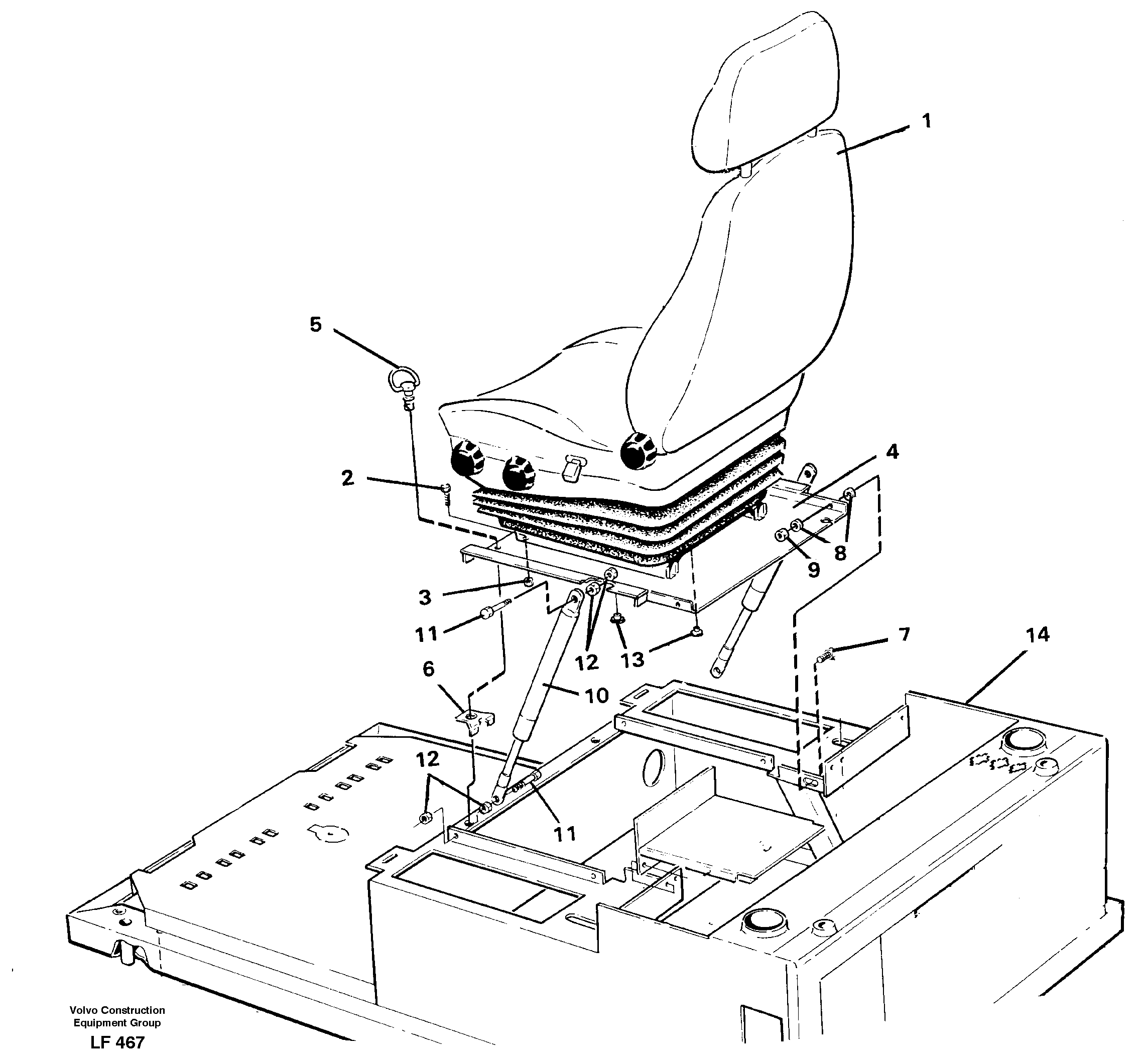 Operator seat with fitting parts  SER NO 2653- — volvo parts diagram
