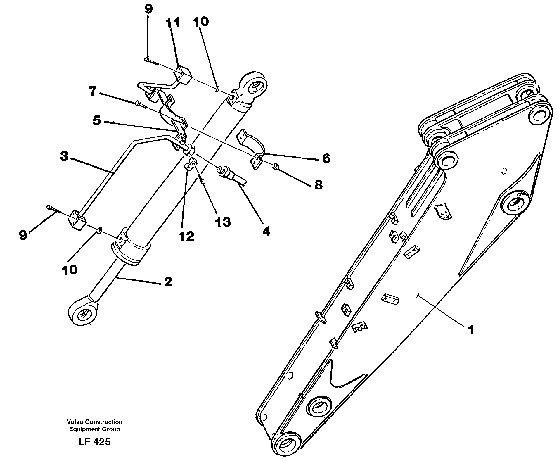 Hydraulic system, dipperarm  14255877 14255878 14255879 — volvo parts diagram