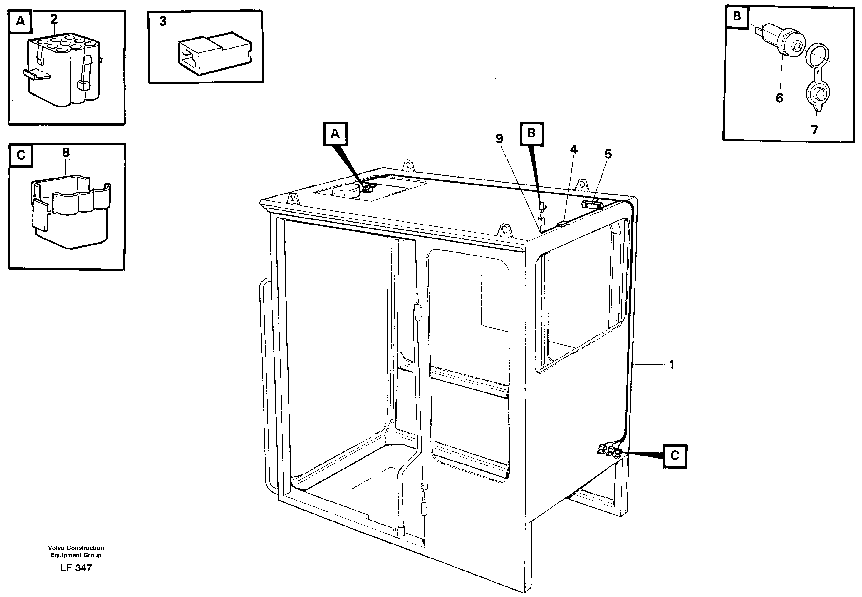 Cable harnesses, cab — volvo parts diagram