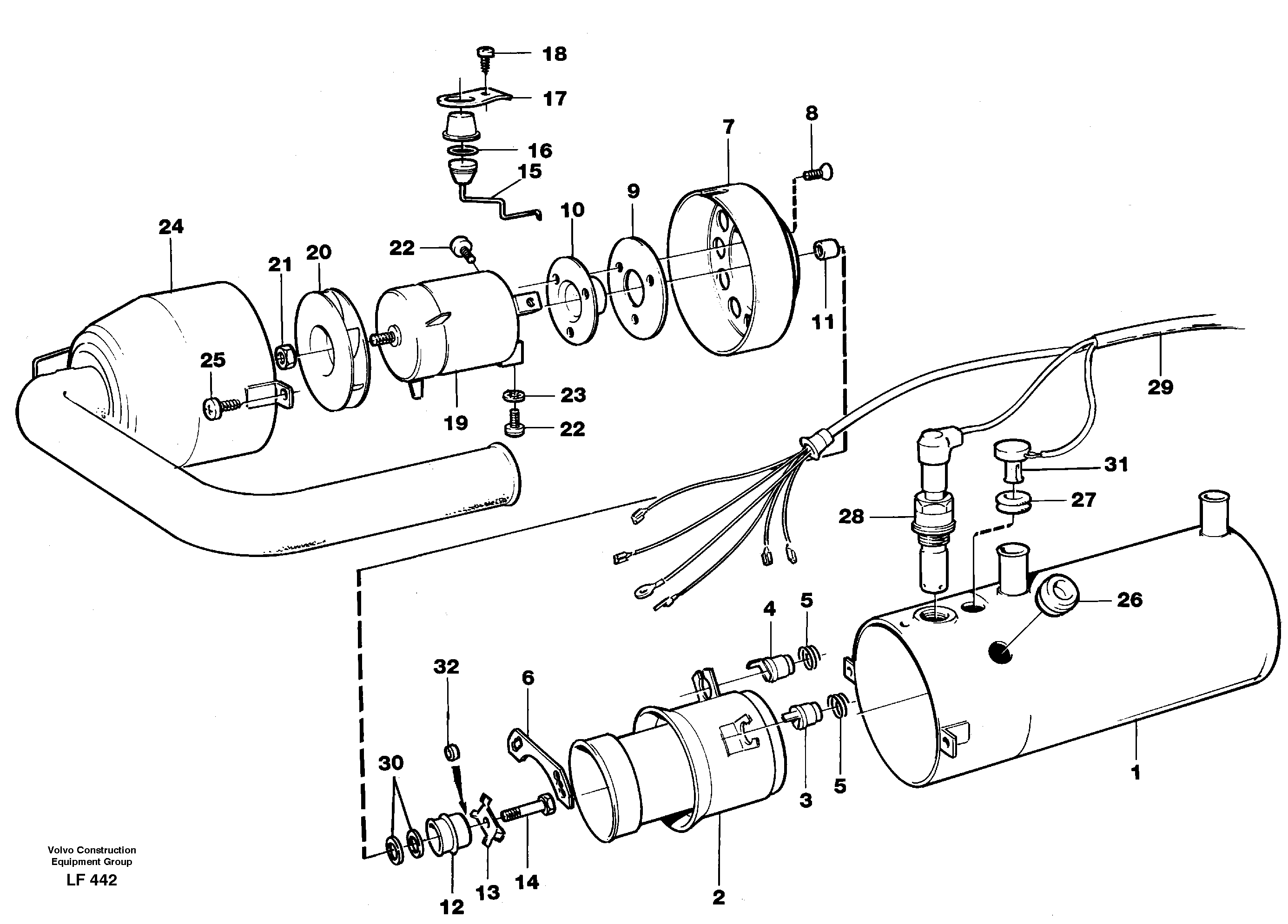 Heater, diesel  SER NO 2641- ,14264206 — volvo parts diagram