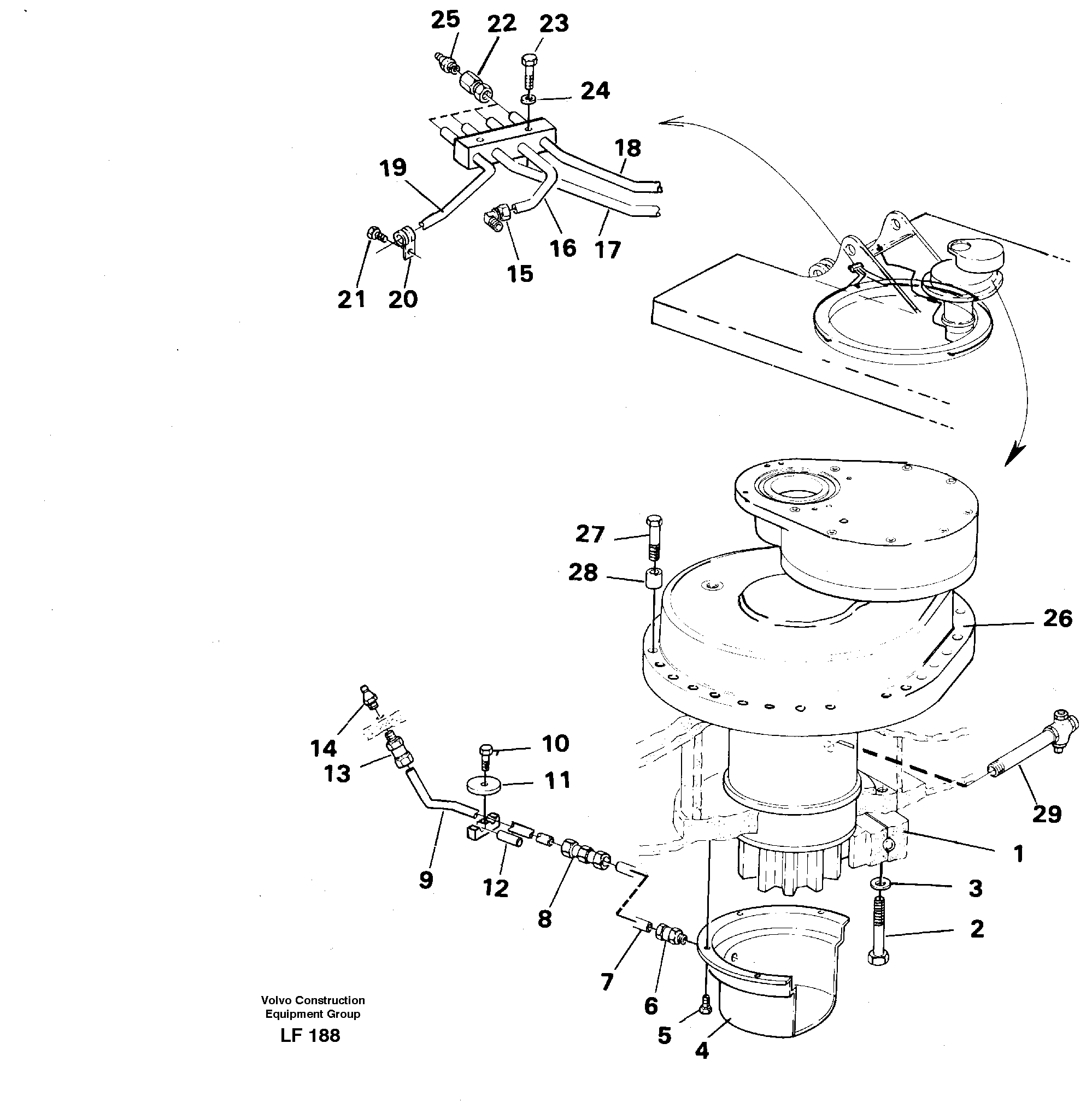Superstructure with slew transmission — volvo parts diagram