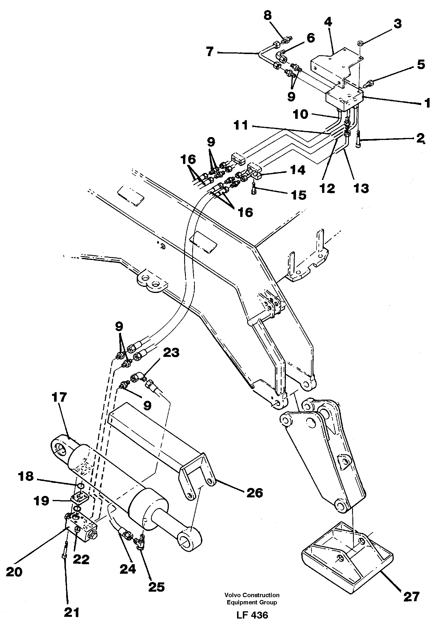 Hydraulic system, outriggers with articu- lated plates.  14257355 — volvo parts diagram