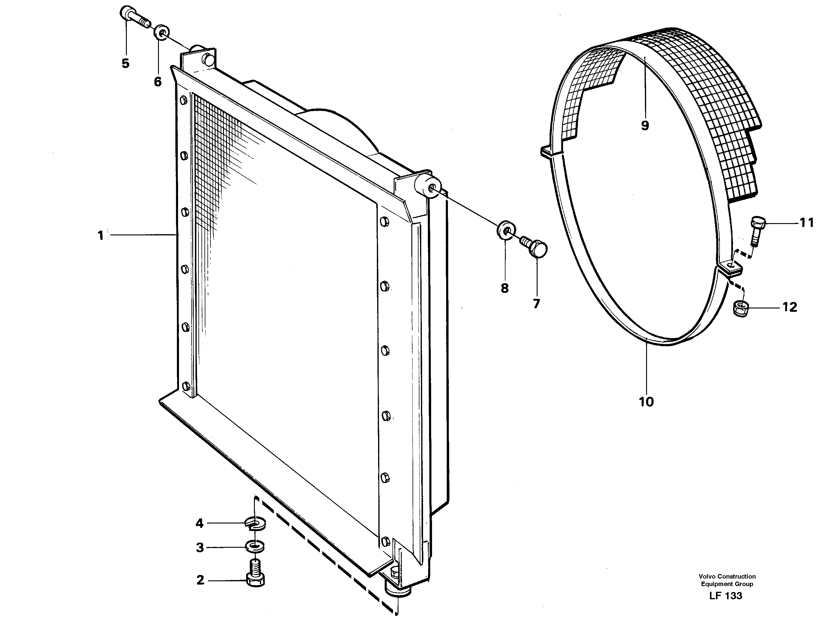 Radiator with fitting parts — volvo parts diagram