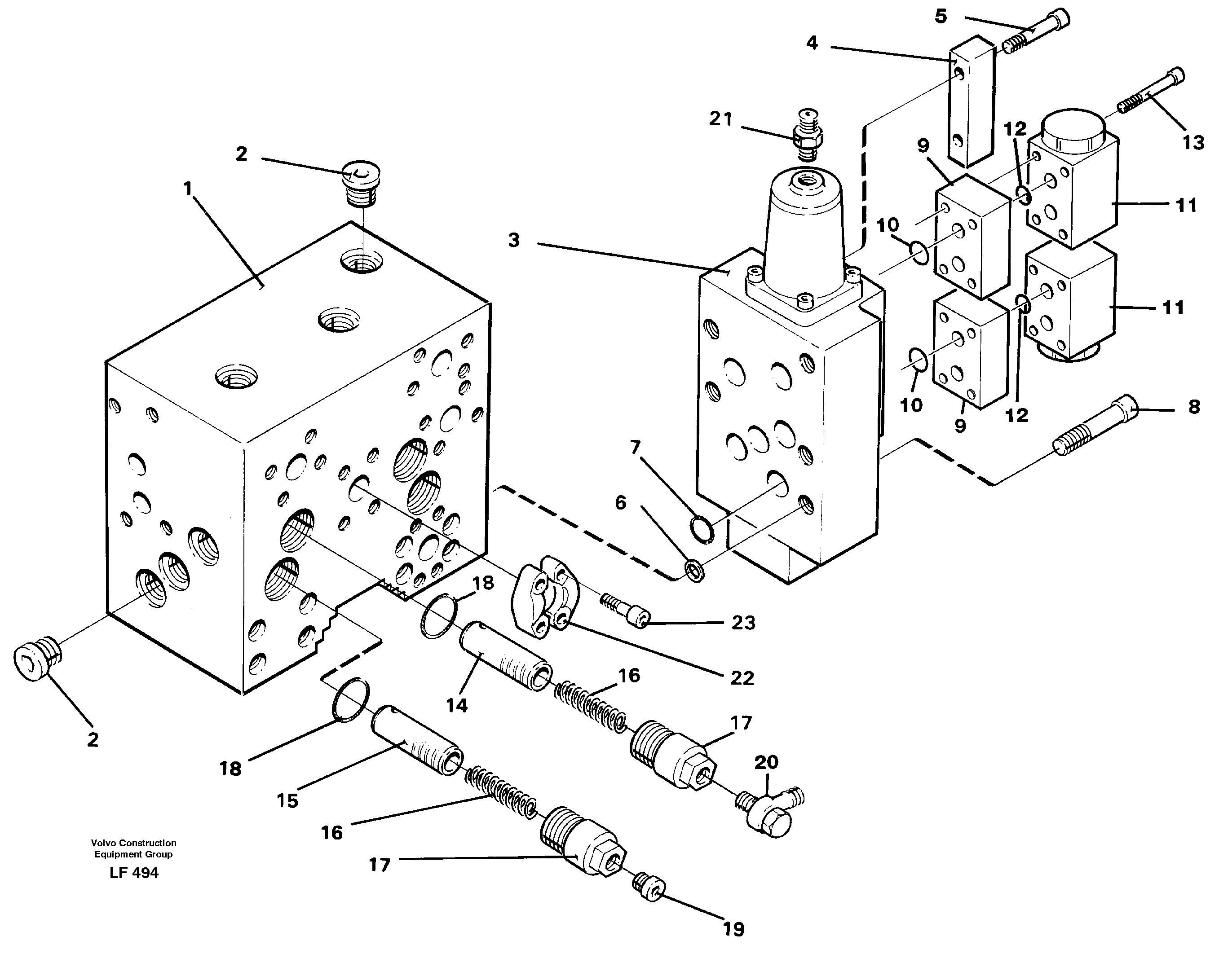 Control block, hammer and shears  14260165 — volvo parts diagram