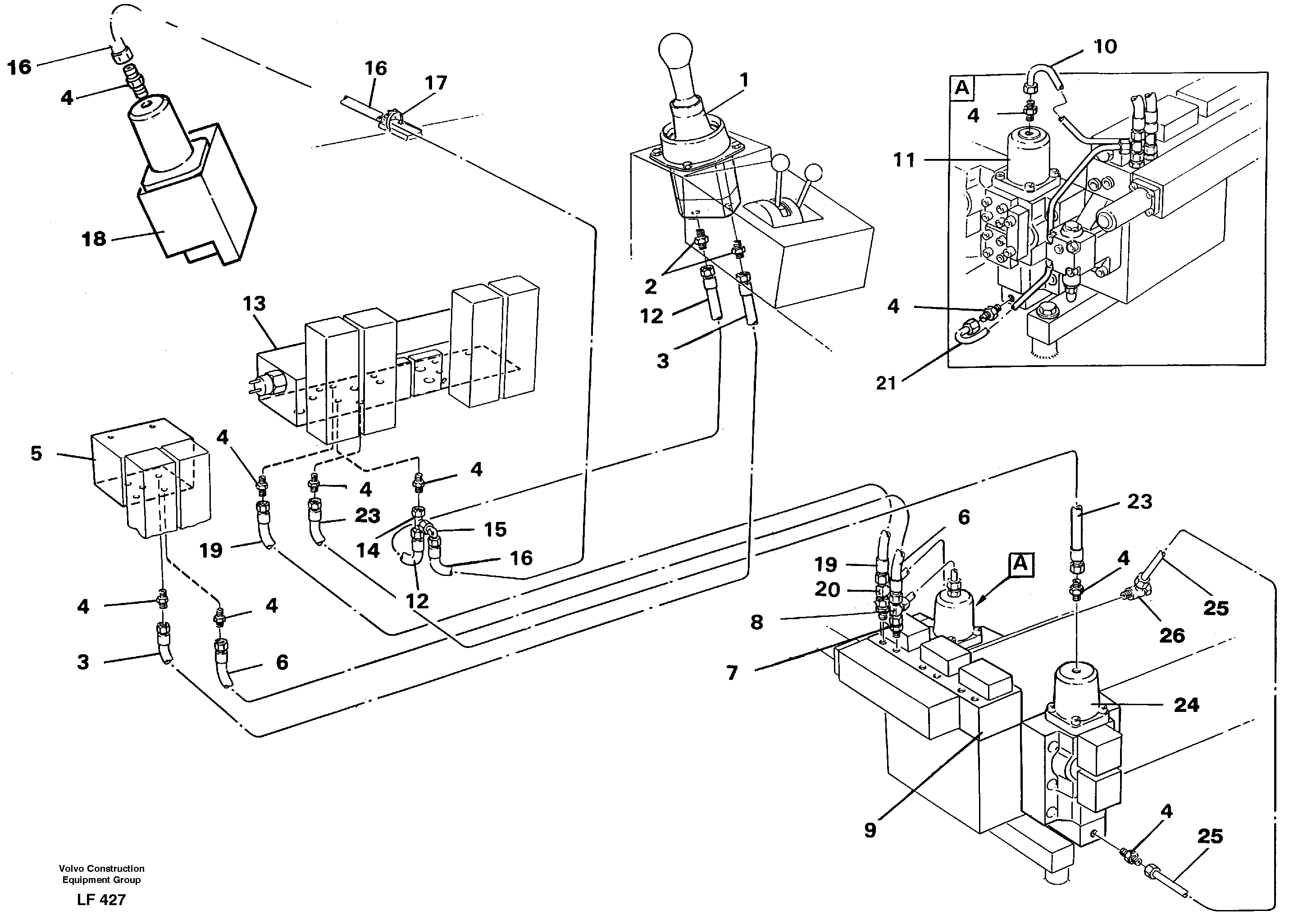 Servo hydraulics, boom — volvo parts diagram