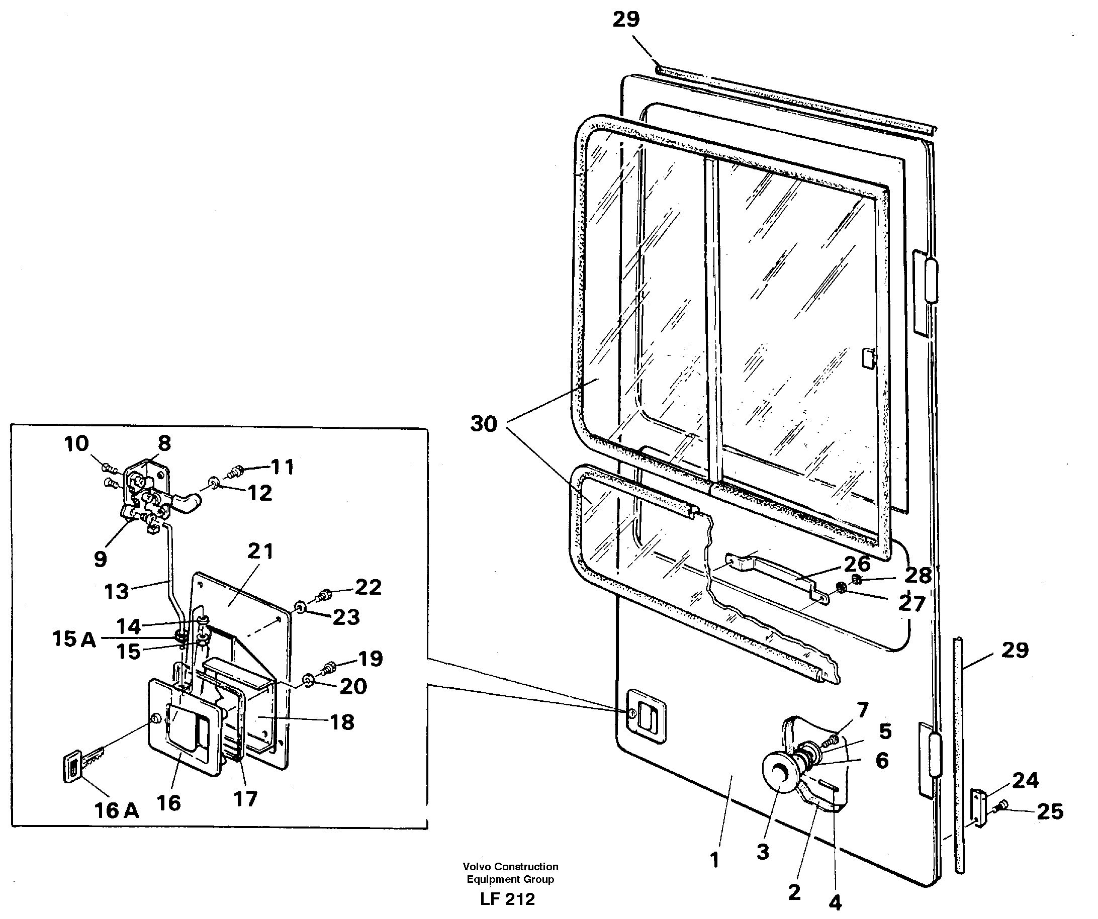 Door, operator's cab  SER NO 2530 - — volvo parts diagram