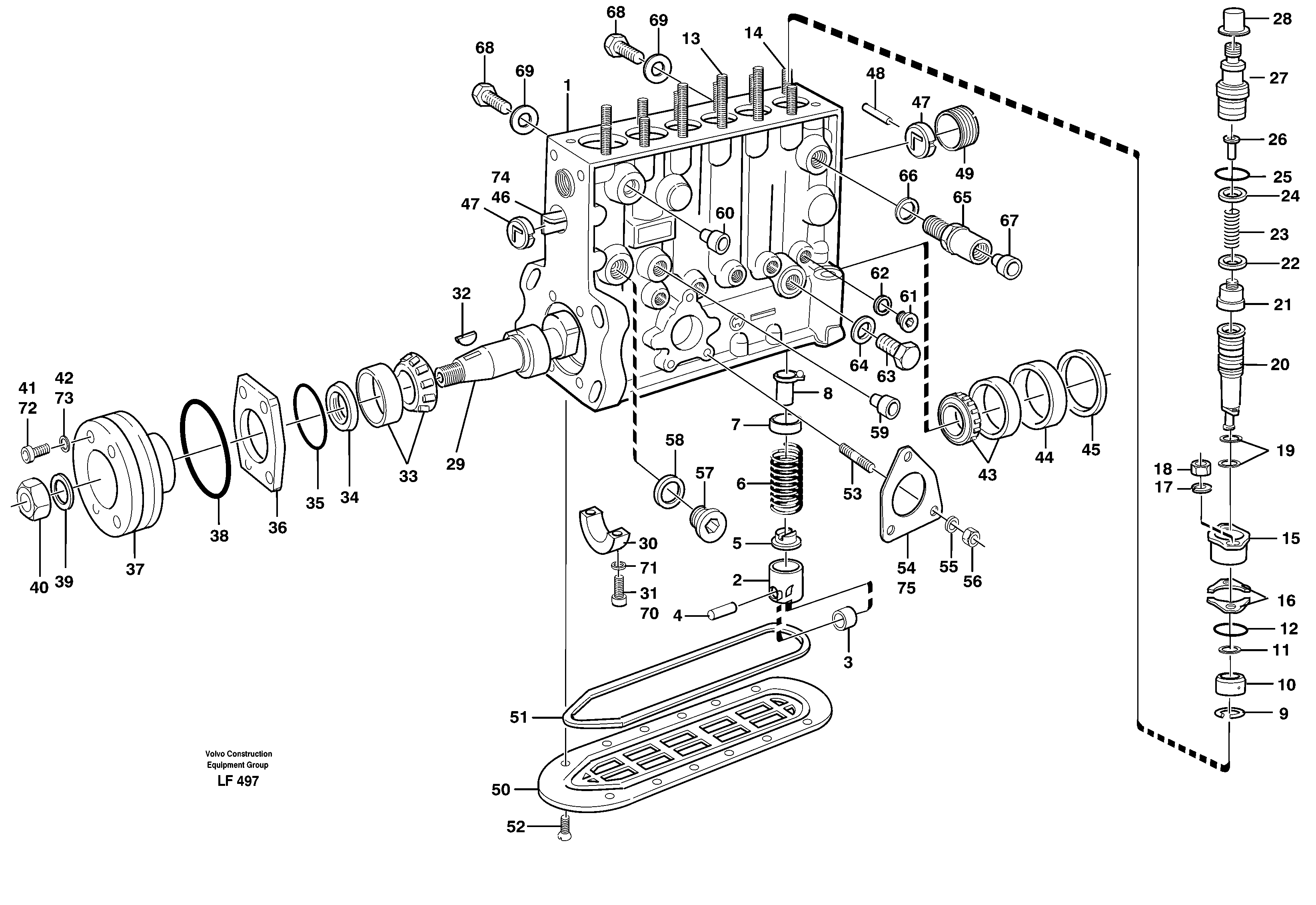 Injection pump with drive — volvo parts diagram