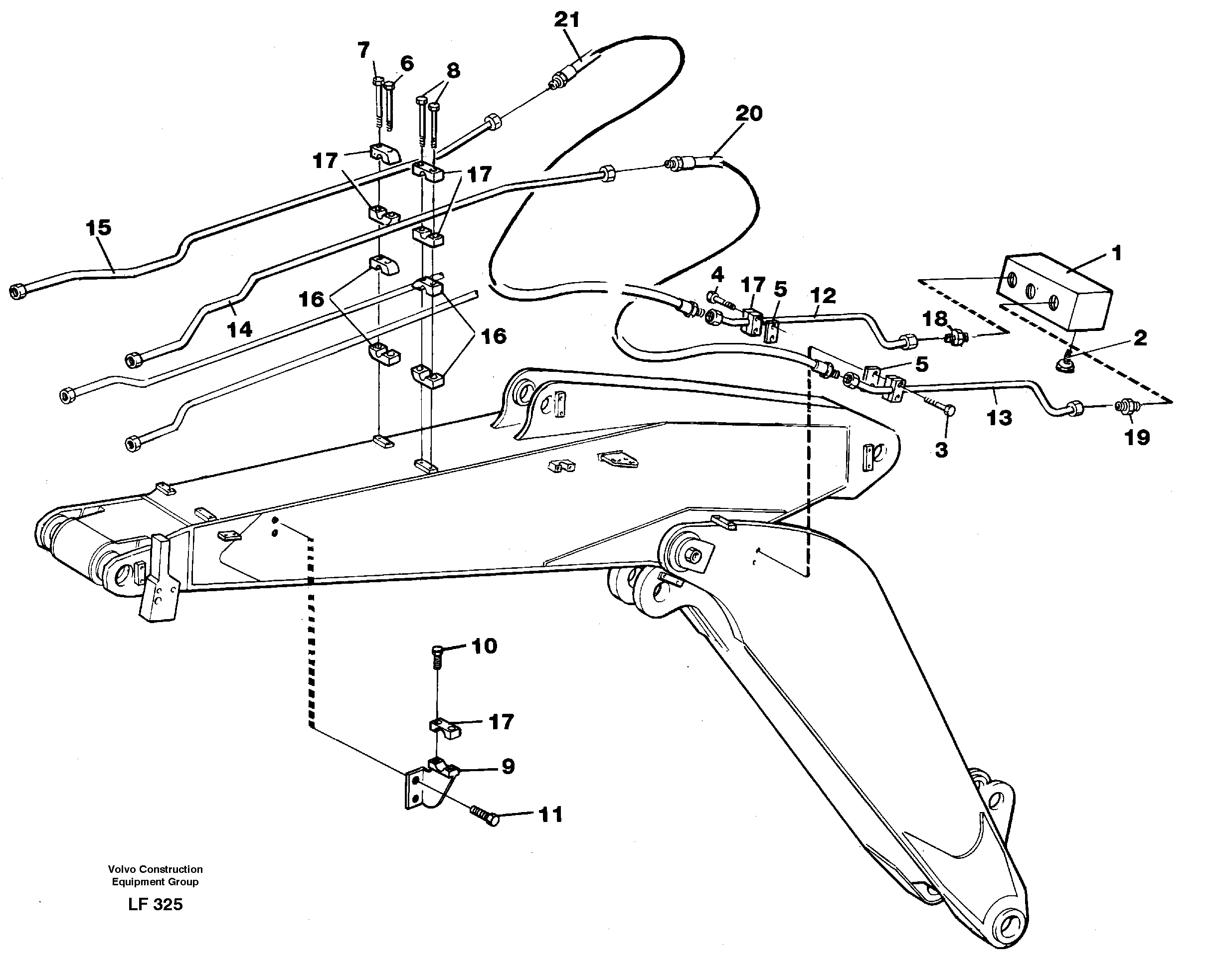 Hammer/shears hydraulics on adjustable boom.  14254500 — volvo parts diagram