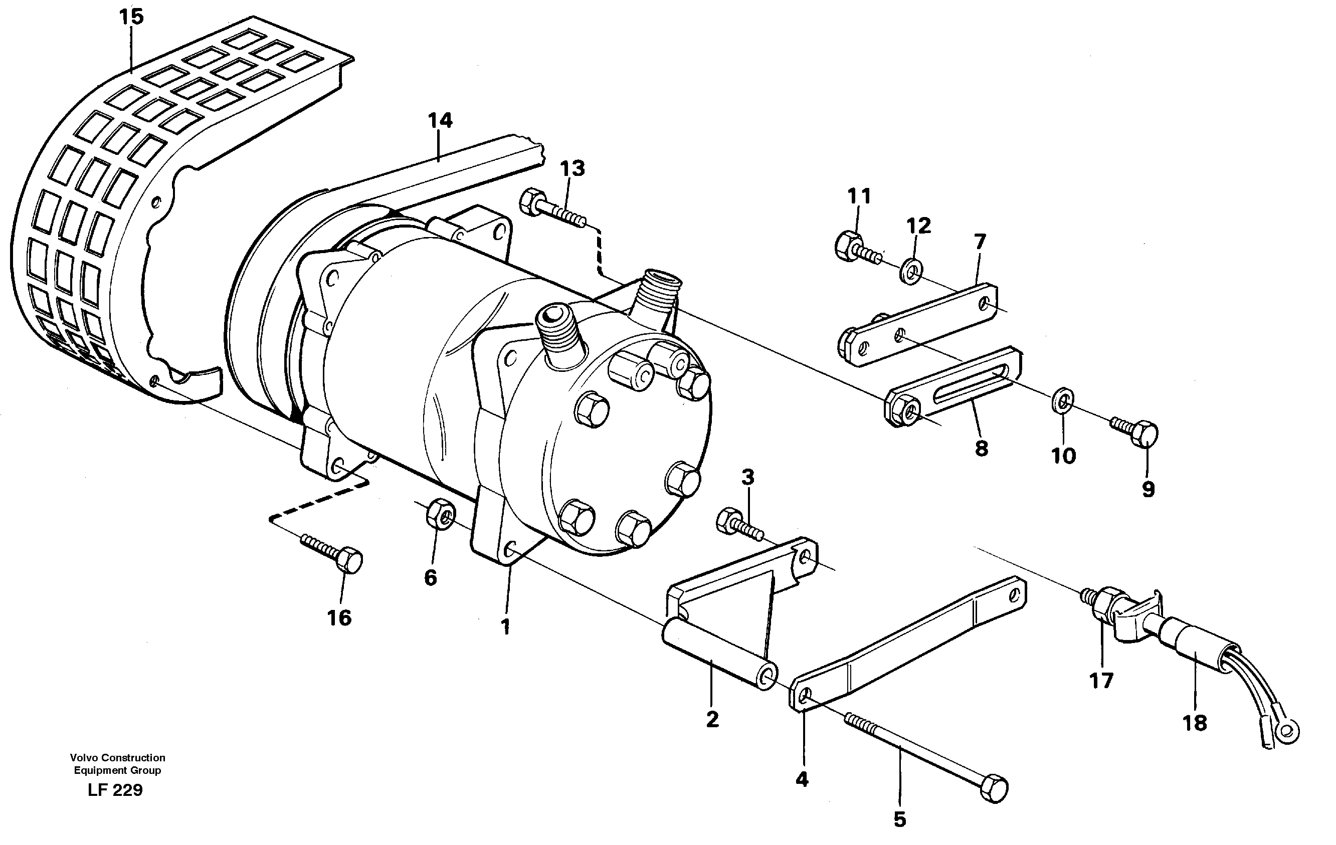 Compressor with fitting parts Cooling agent R12,r134a  14256843 14259988 — volvo parts diagram