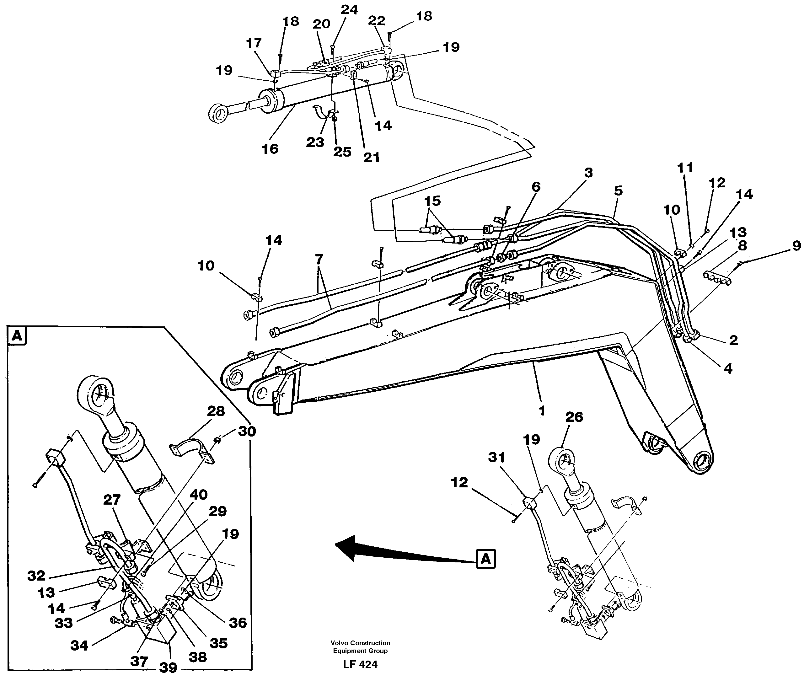 Hydraulic system, boom 4.65 m  14252242 — volvo parts diagram