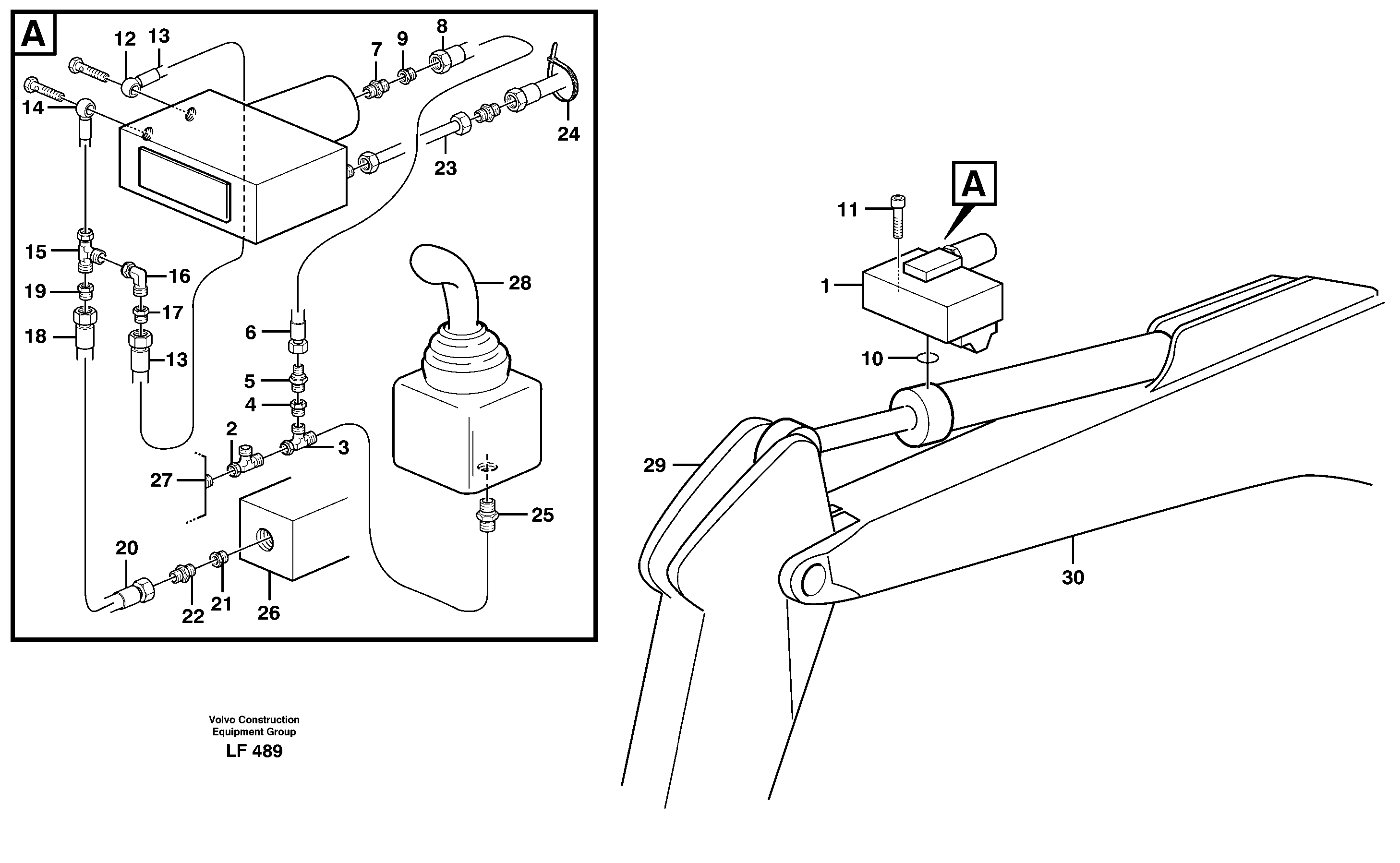 Hydraulic system, line brk valve,dipper arm — volvo parts diagram