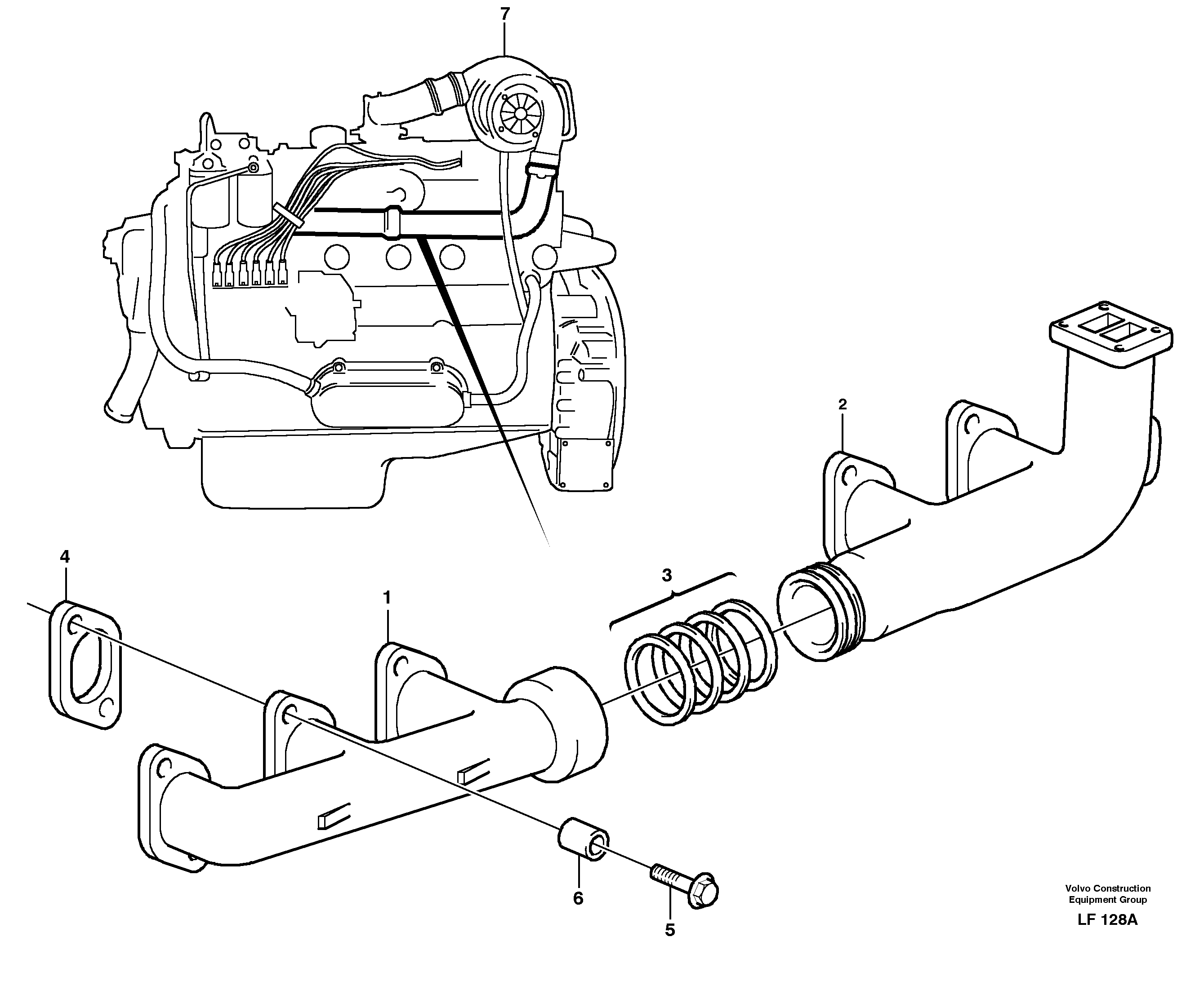 Exhaust manifold and installation components — volvo parts diagram