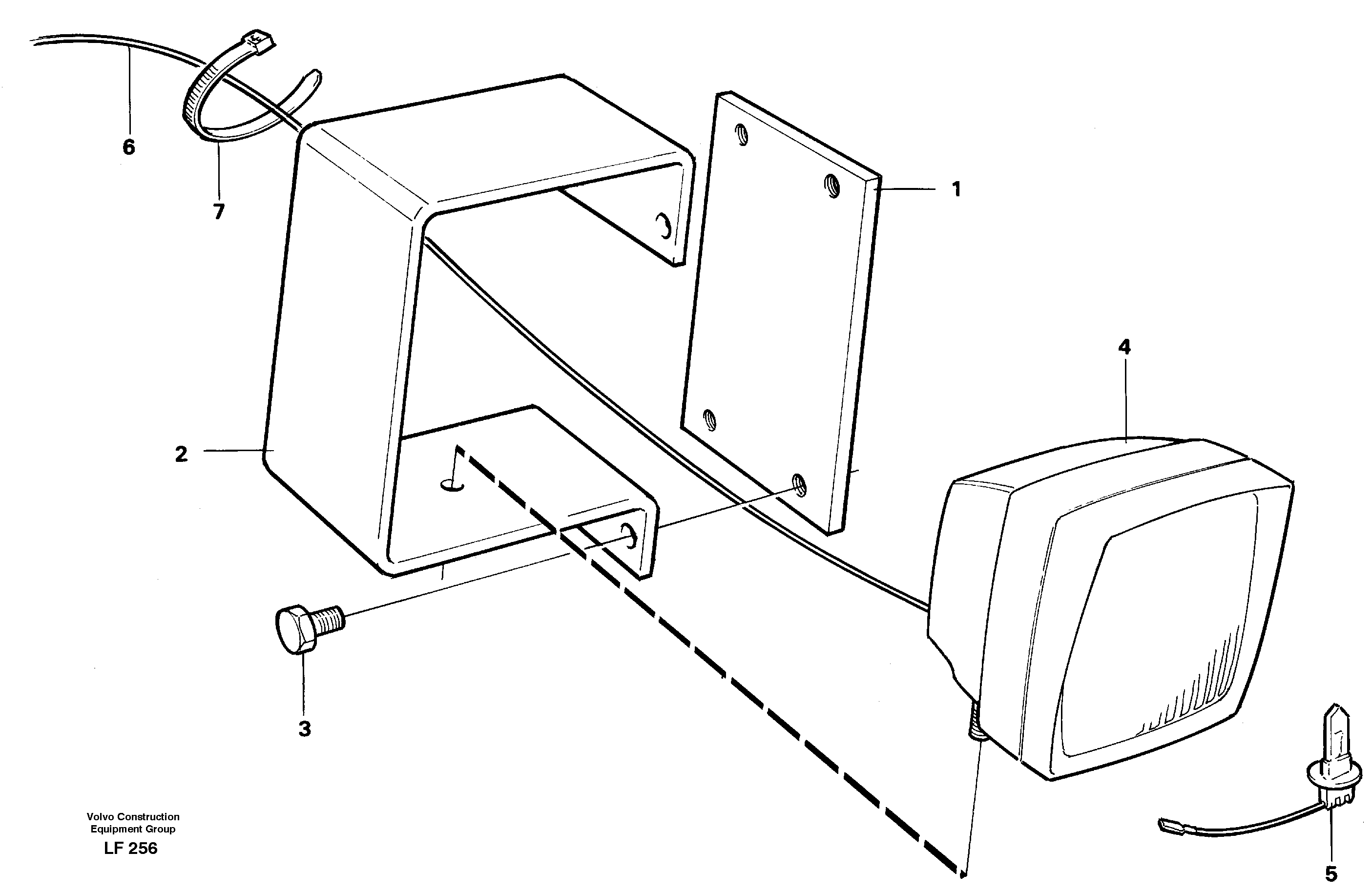 Working lamp on boom — volvo parts diagram