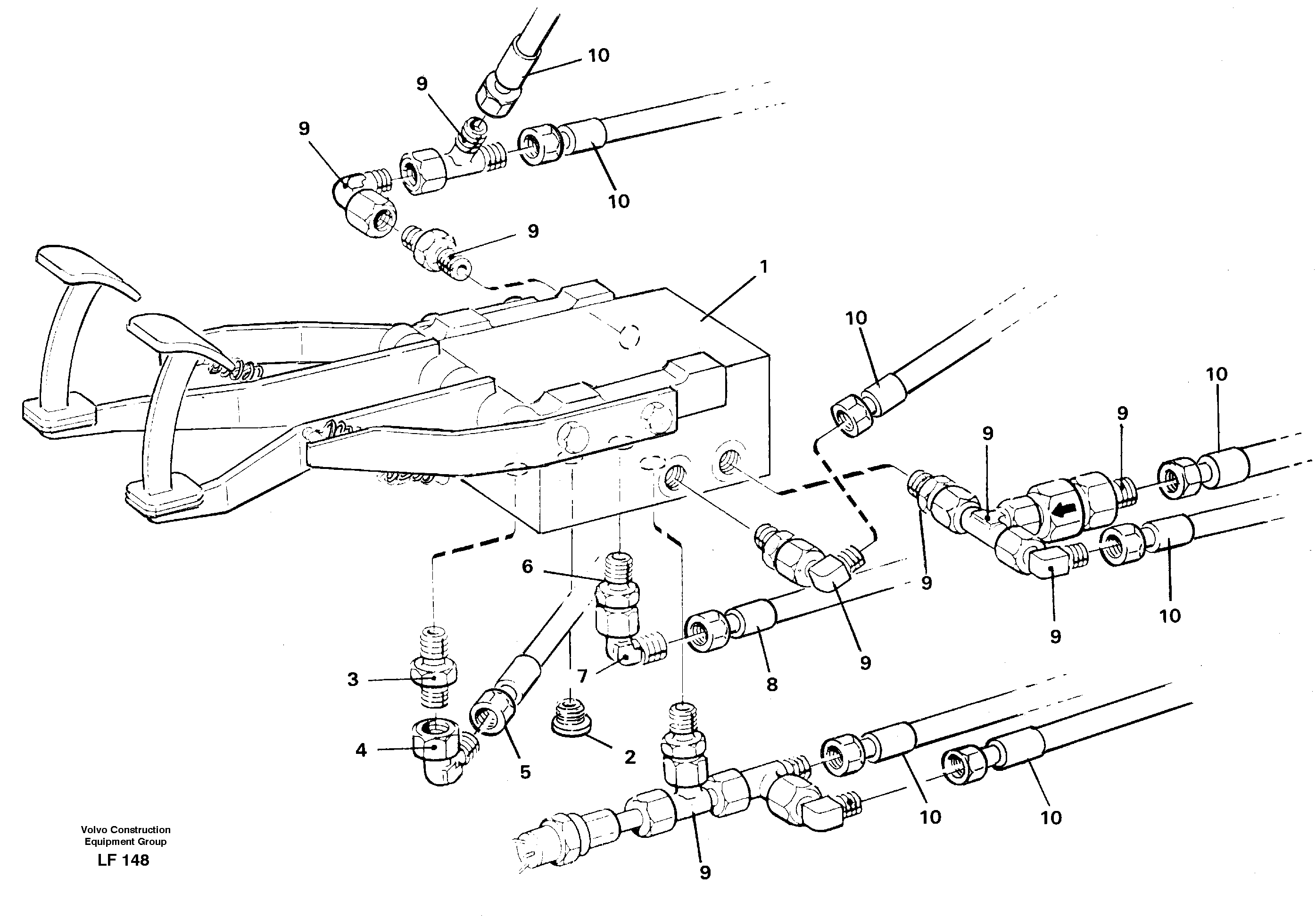 Hydraulic system Pedal valve, travel — volvo parts diagram