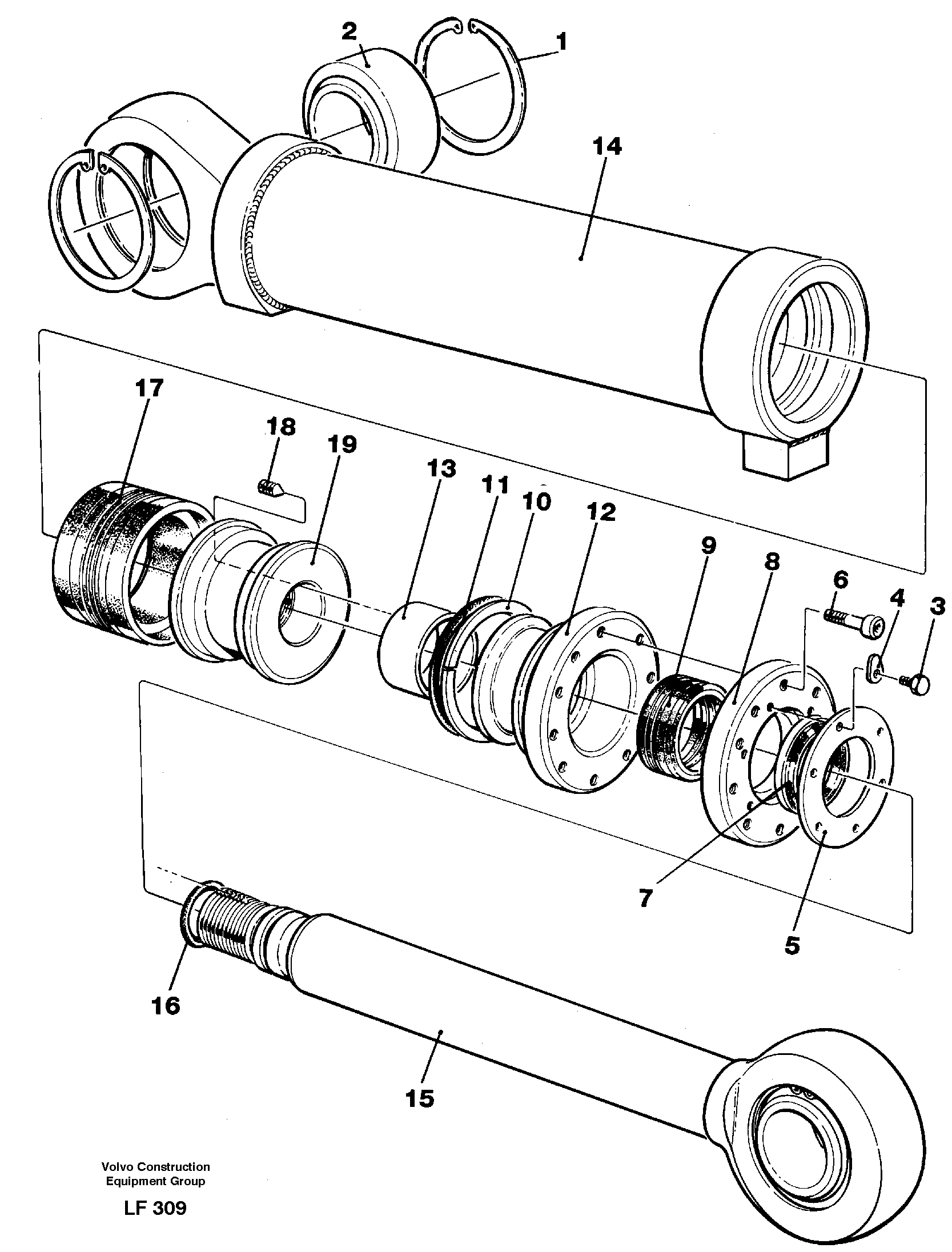 Hydraulic cylinder, dozer blade — volvo parts diagram