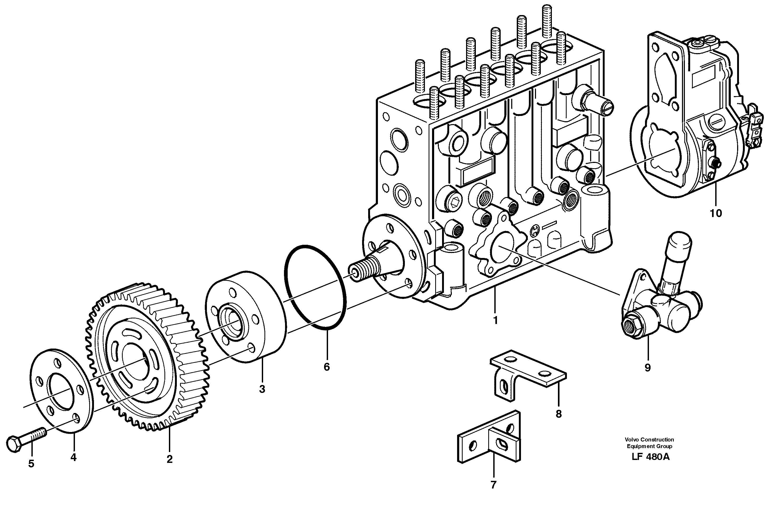 Injection pump with drive — volvo parts diagram