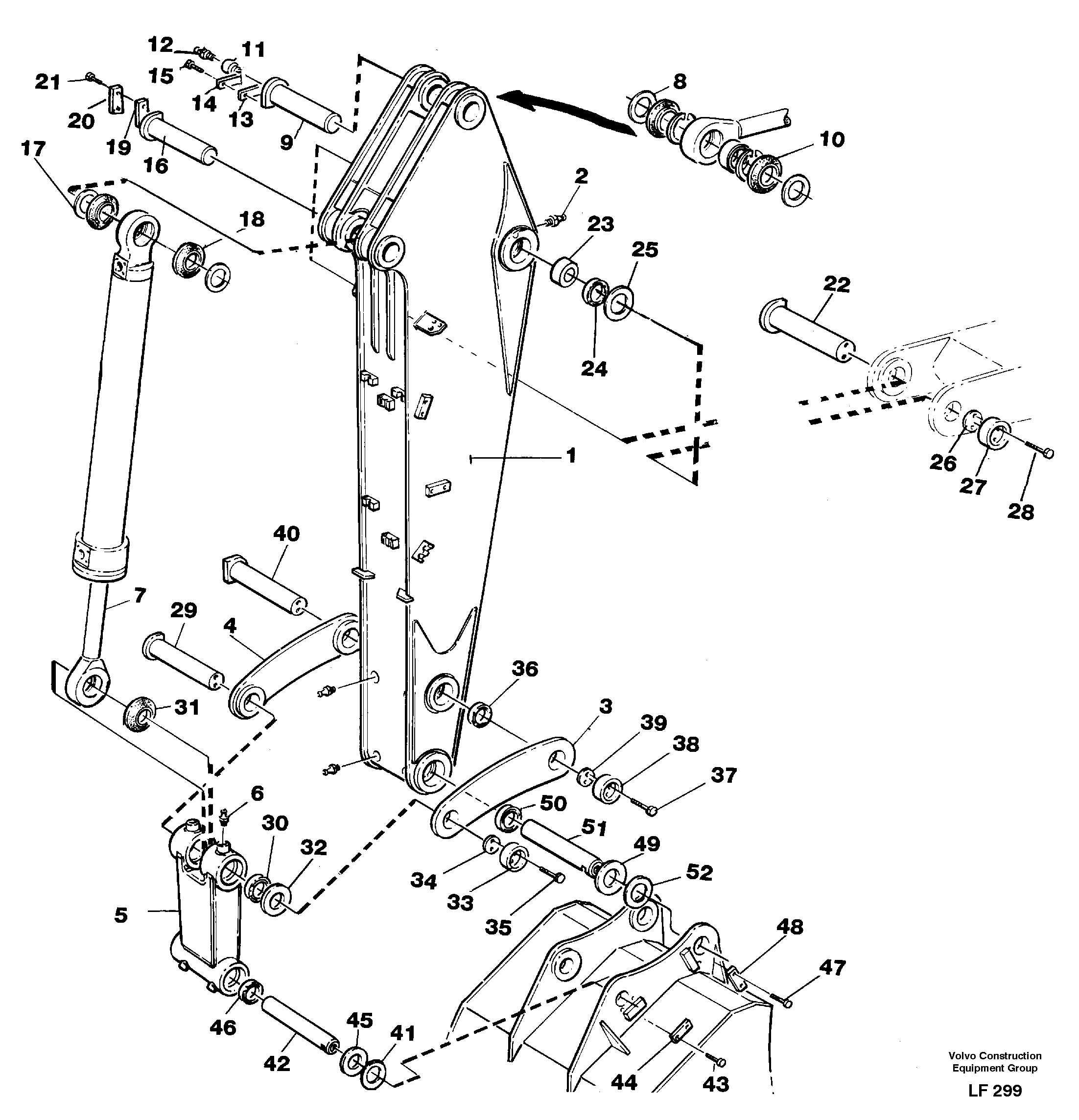 Backhoe dipper arm 2.8m  14255879 — volvo parts diagram