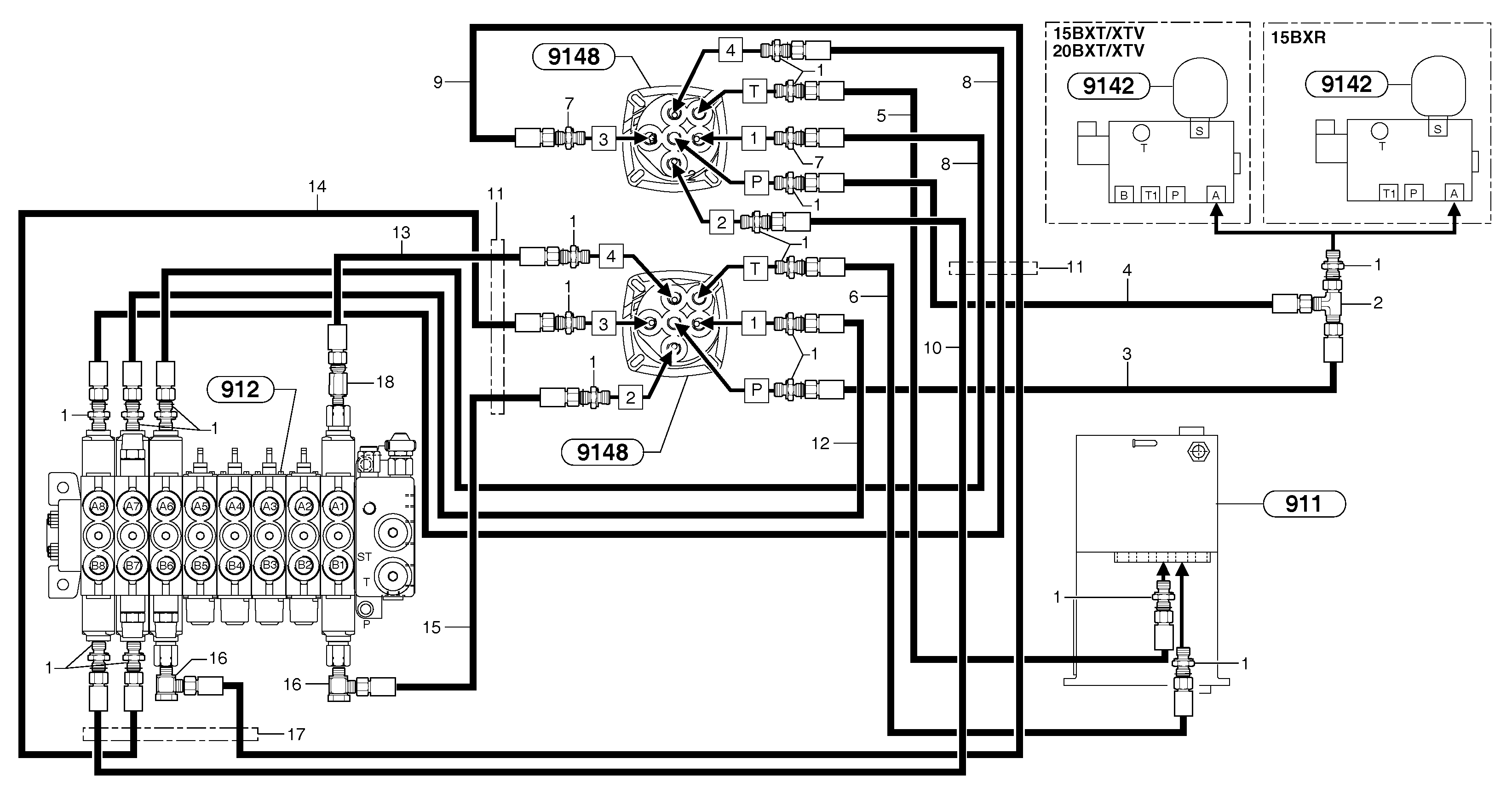 Hydr. circuit ( control's attachment ) — volvo parts diagram