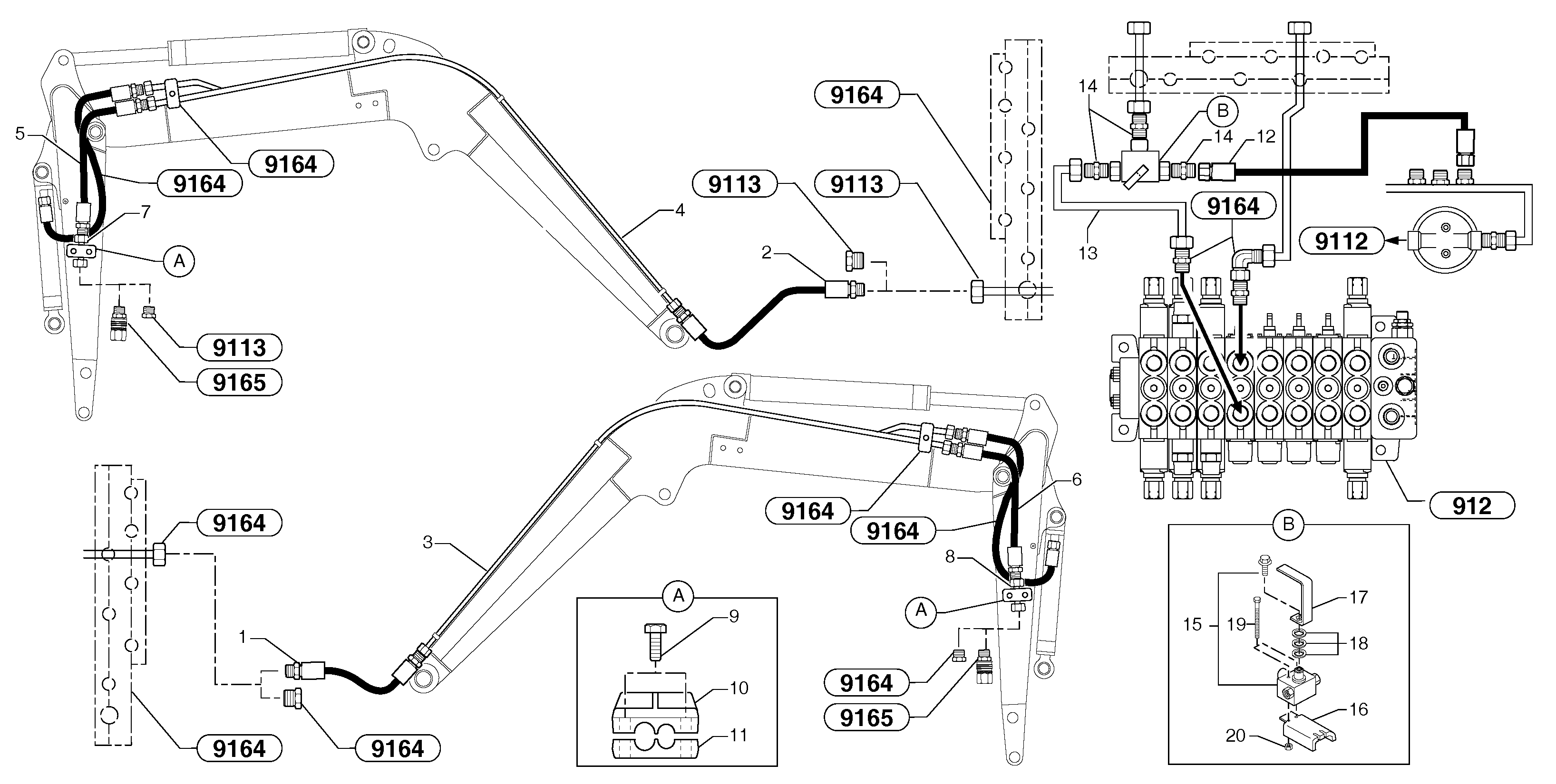 Hydraulic circuit ( double-acting ) — volvo parts diagram