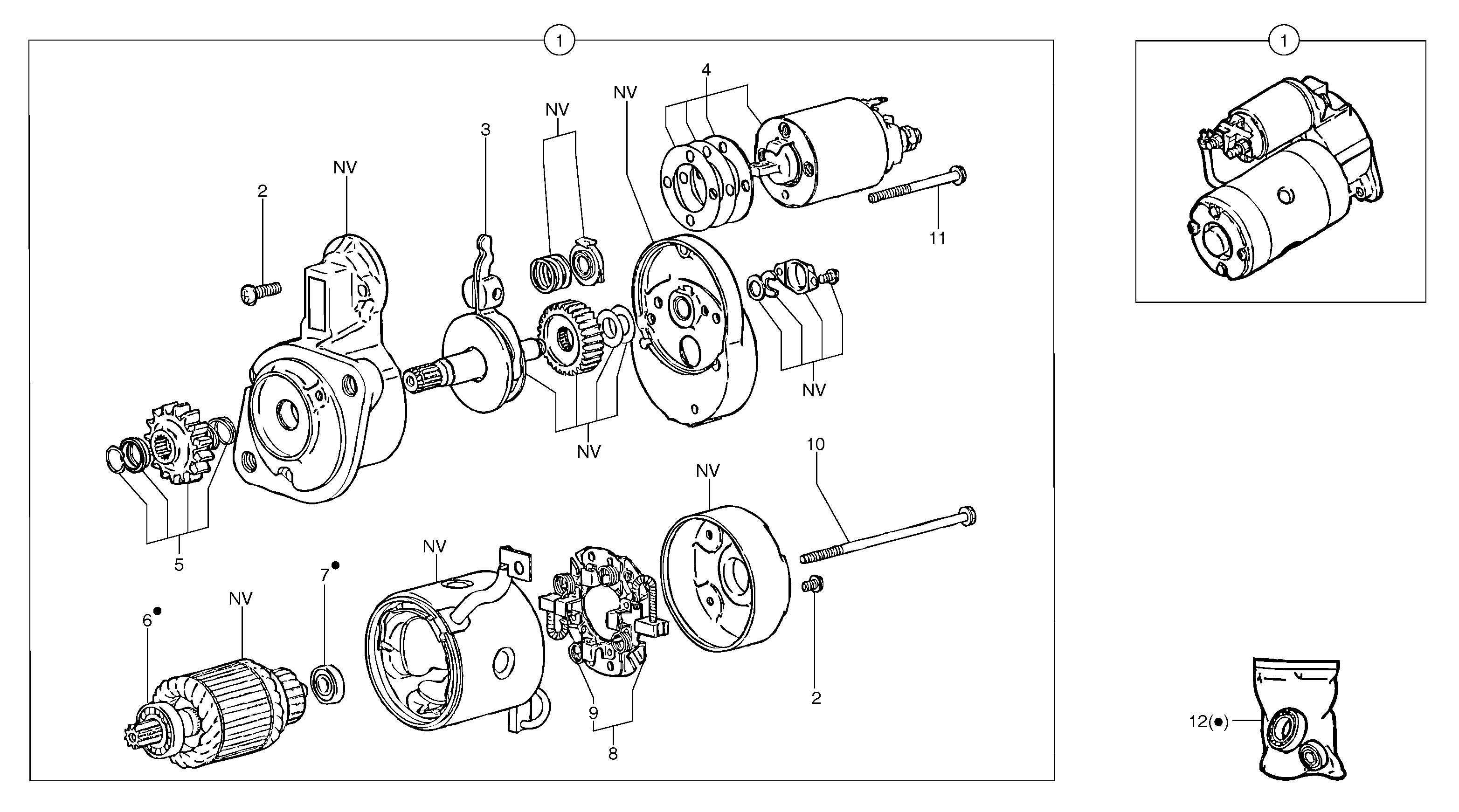 Starter motor 12V - 1,6KW — volvo parts diagram