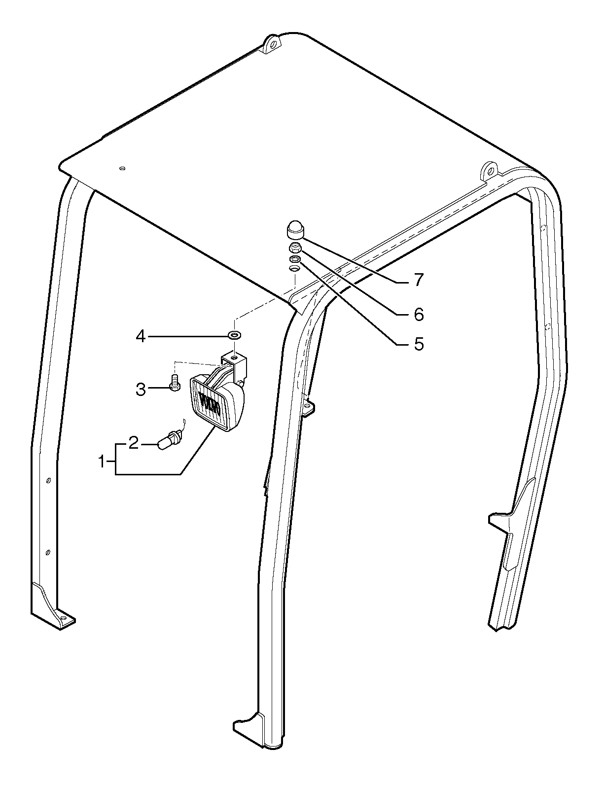 Front headlight on canopy — volvo parts diagram