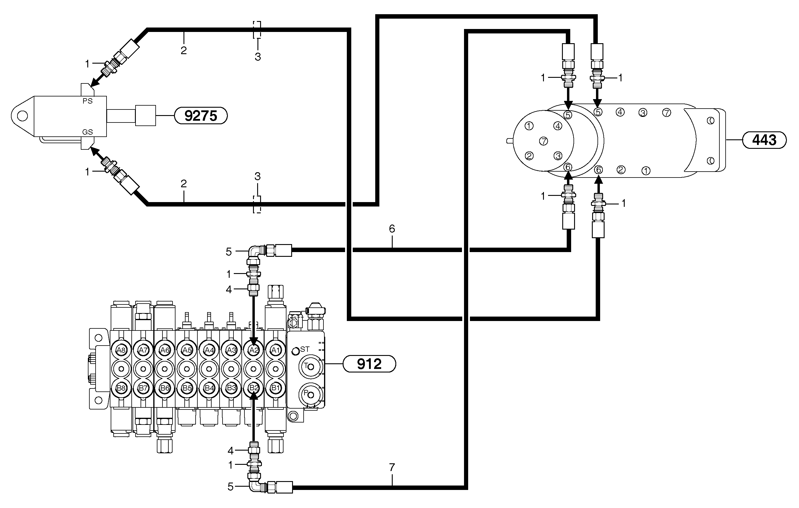 Hydr. circuit. ( dozer blade ) — volvo parts diagram