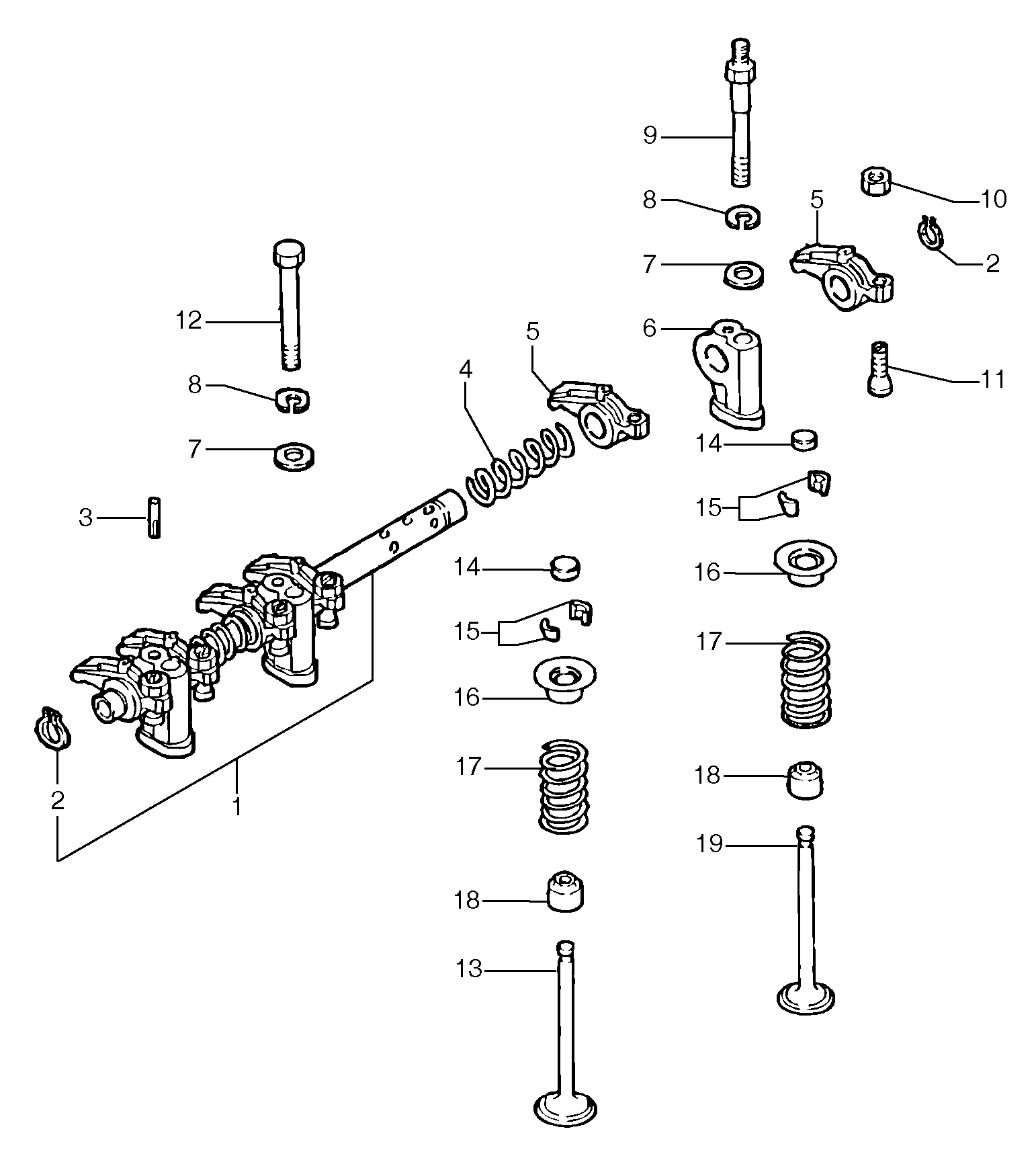 Rocker arm shaft — volvo parts diagram