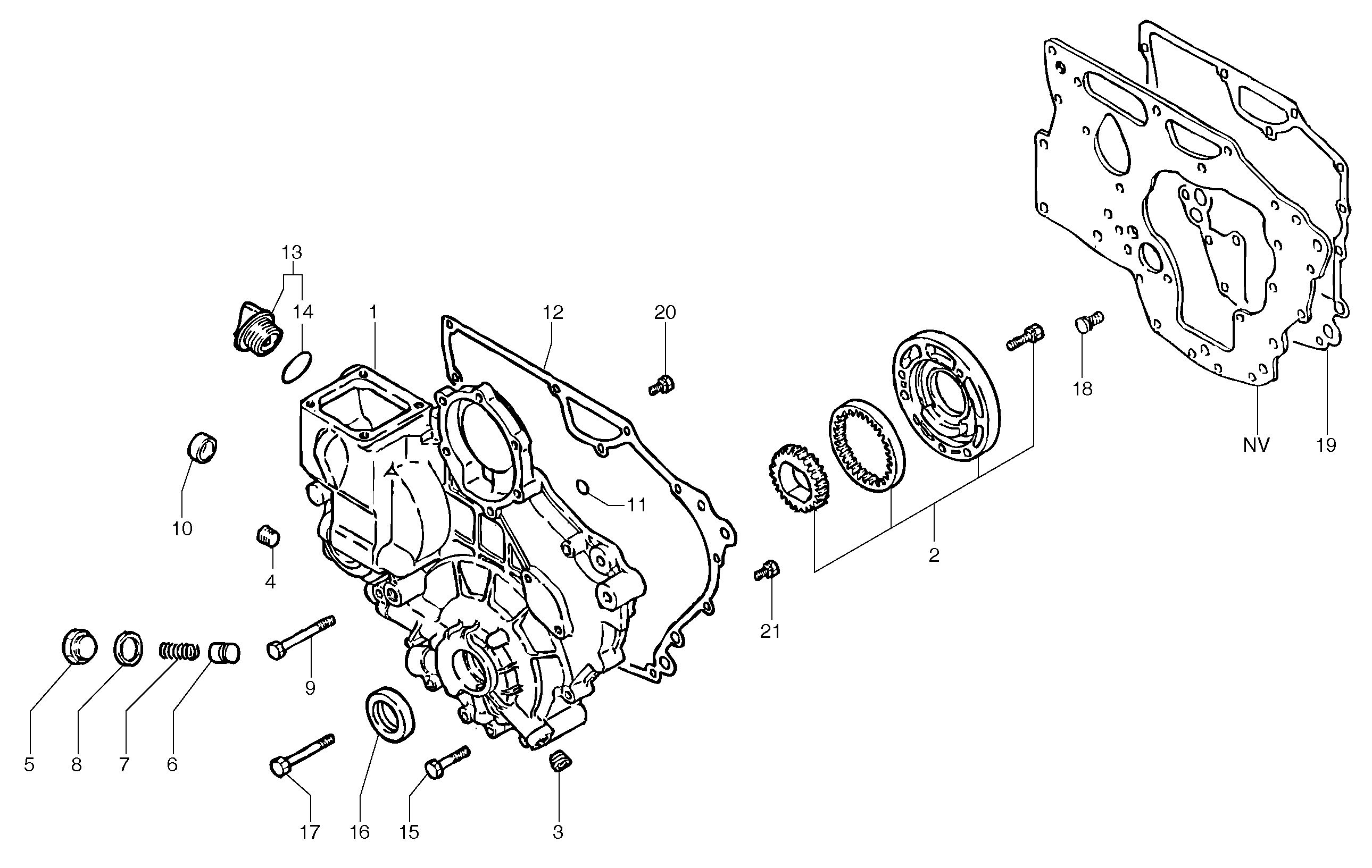 Timing gear casing — volvo parts diagram