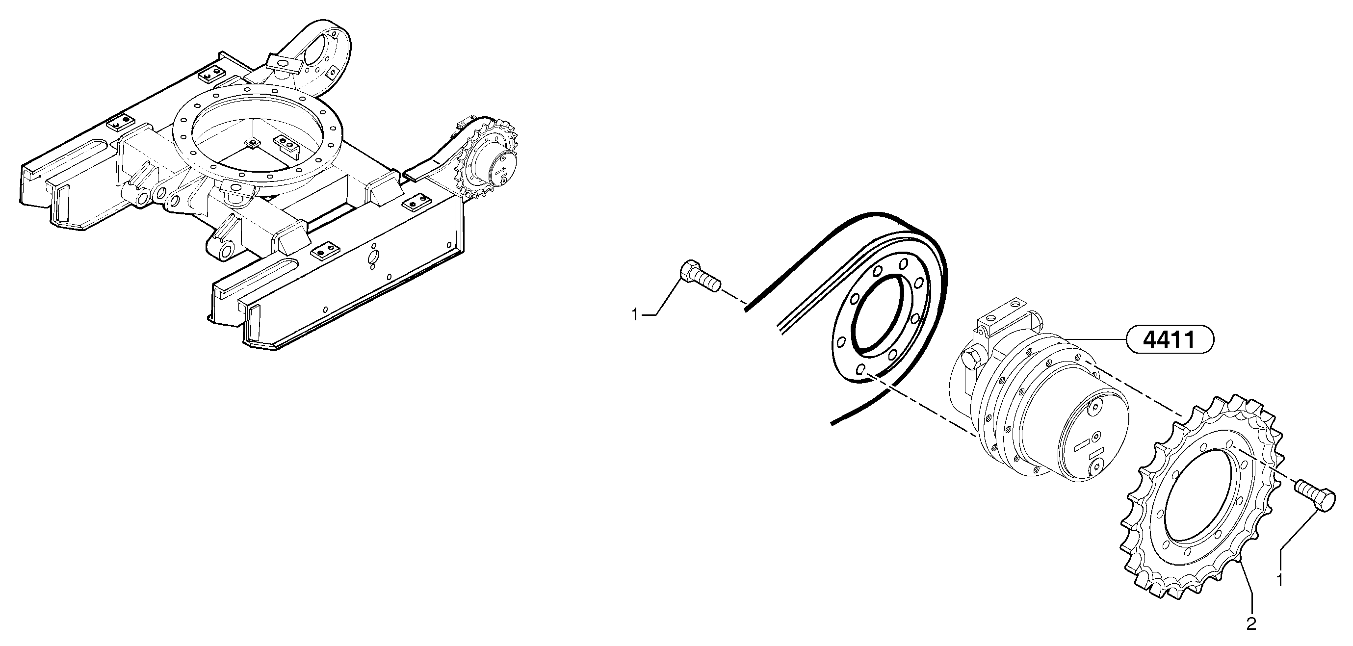 Travelling gear motor assy / sprocket — volvo parts diagram