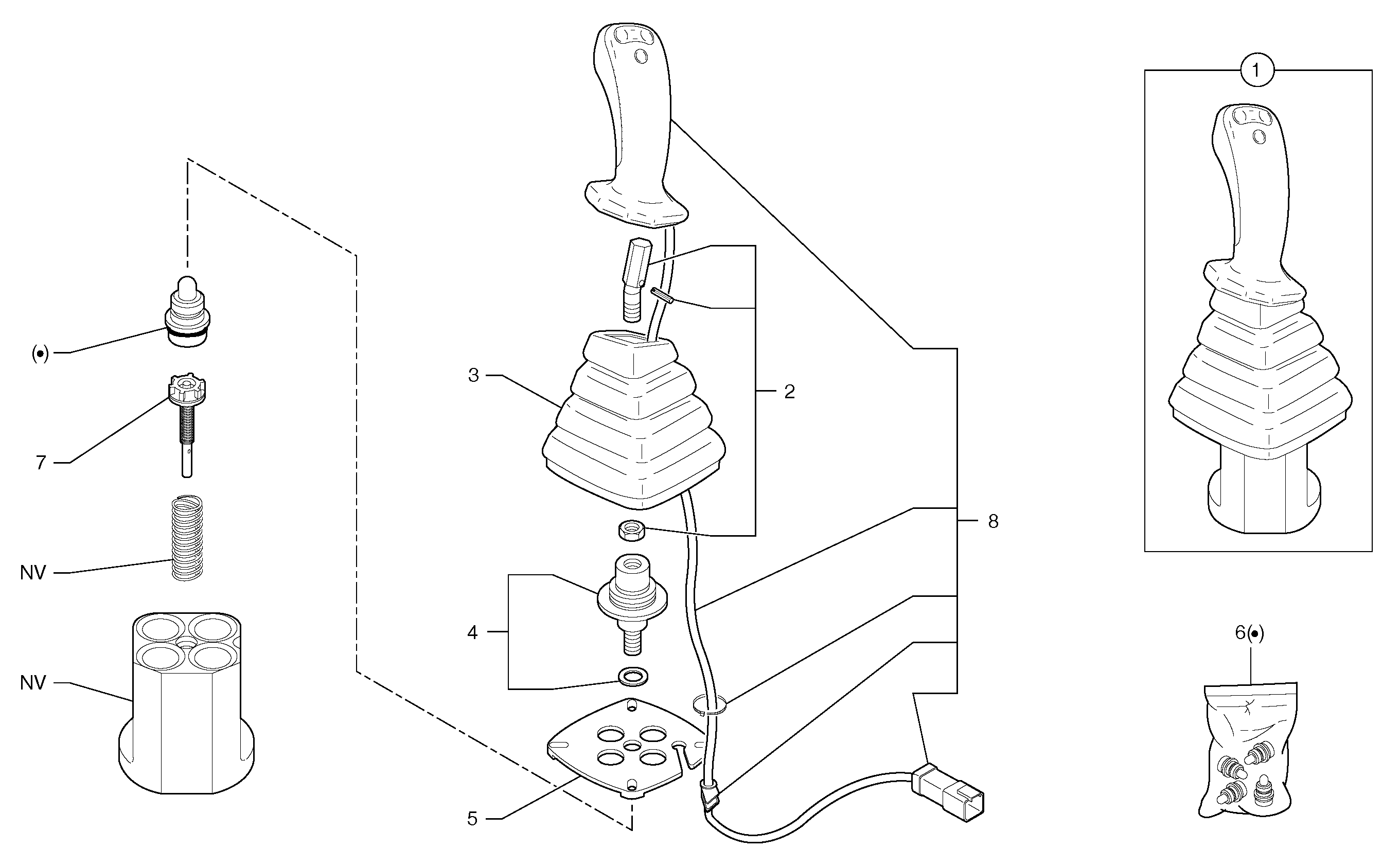 Control lever : boom / bucket ( right ) — volvo parts diagram