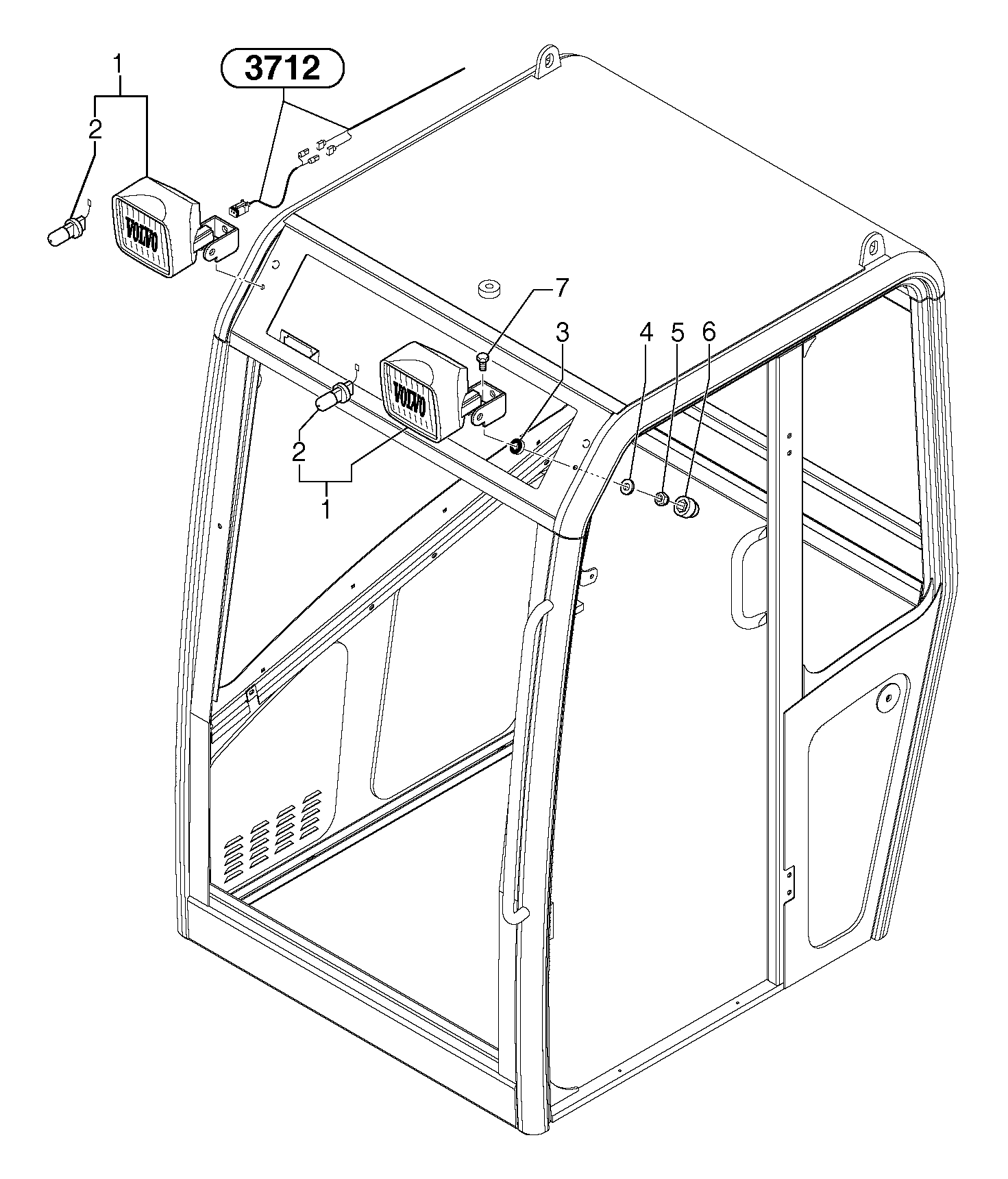 Front headlight on cab CAB 20/01/001 - — volvo parts diagram