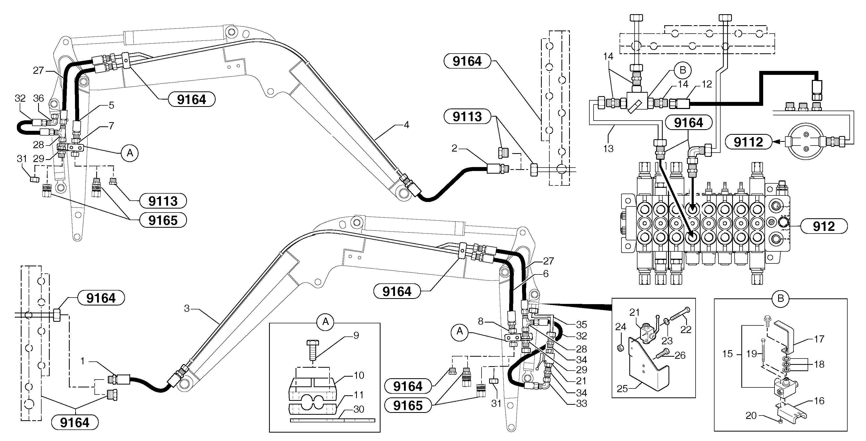 Hydr. circuit. ( attachment ) ( grab jaw ) — volvo parts diagram