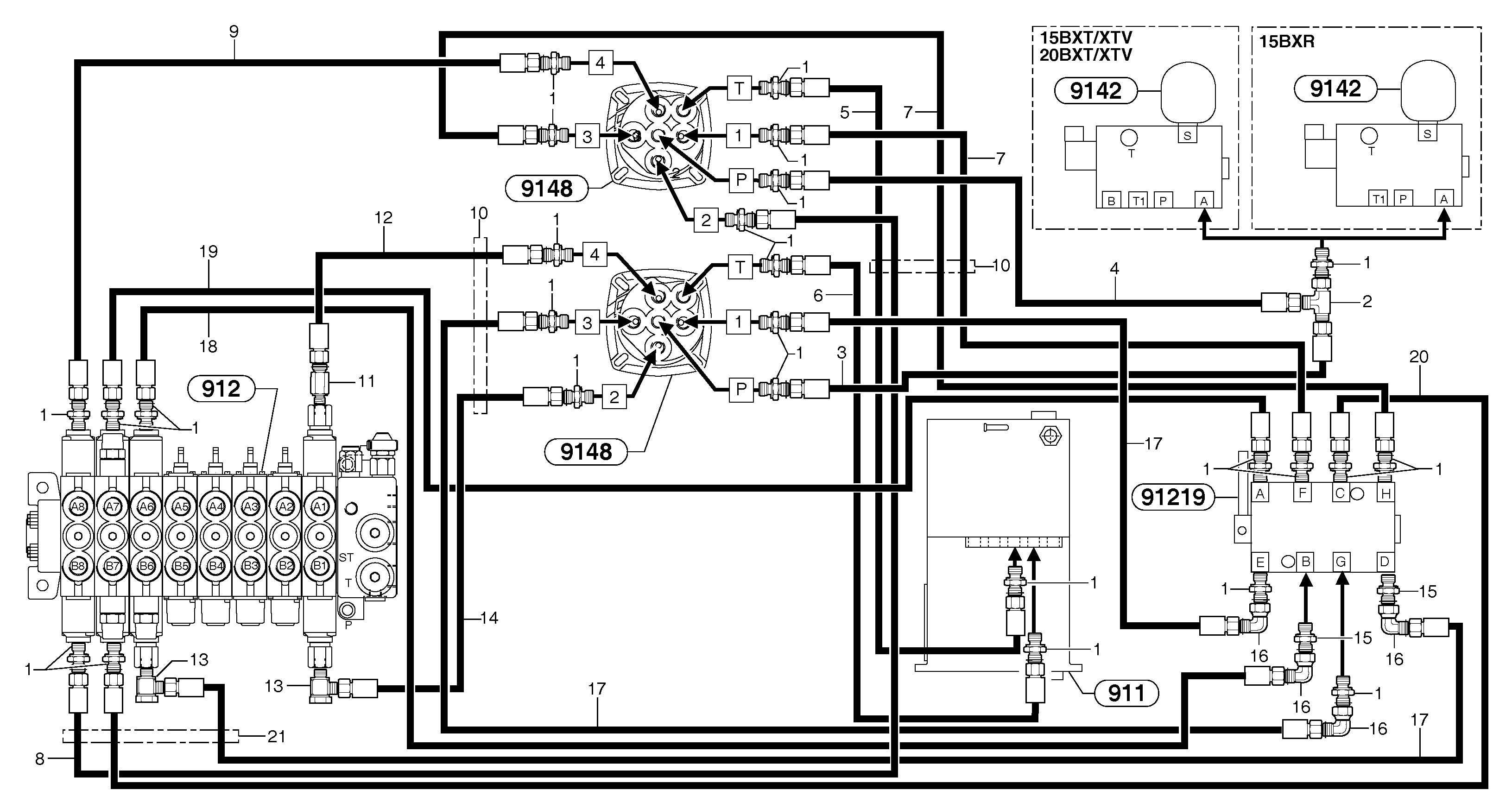 Hydr. circuit ( control's attachment ) (us)  NAFTA — volvo parts diagram